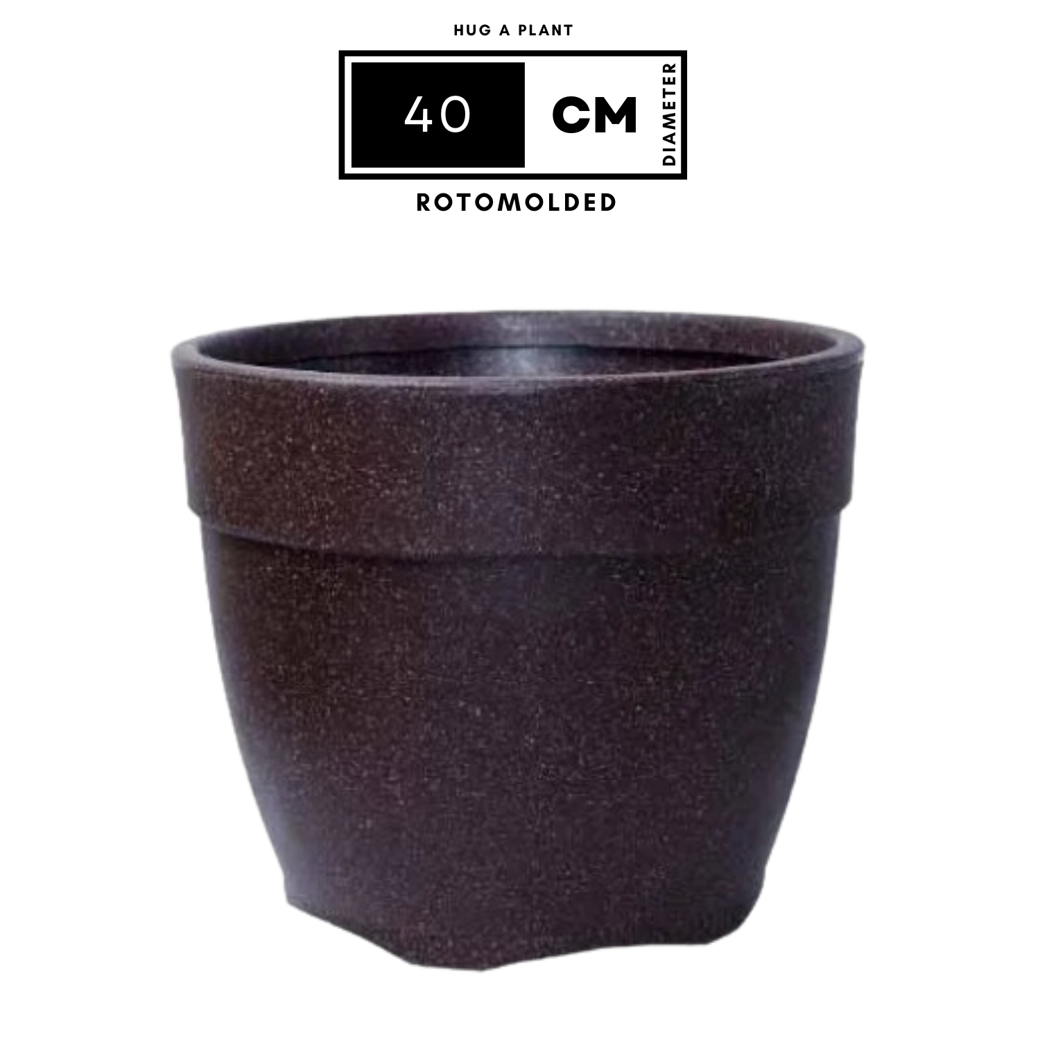 Hug A Plant | Barca Round Rotomolded Plastic Pot for Home & Garden (Brown Stone Finish, Pack of 1)