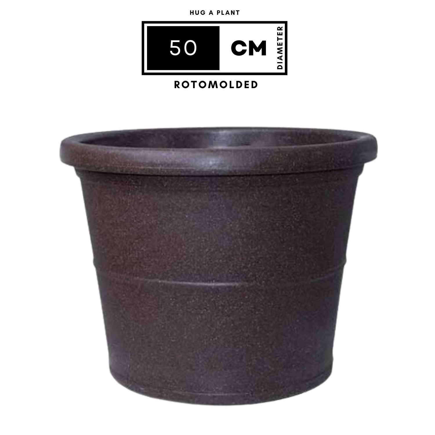 Duro Rotomolded Round Plastic Pot For Home & Garden (Brown Stone Finish, Pack Of 1)