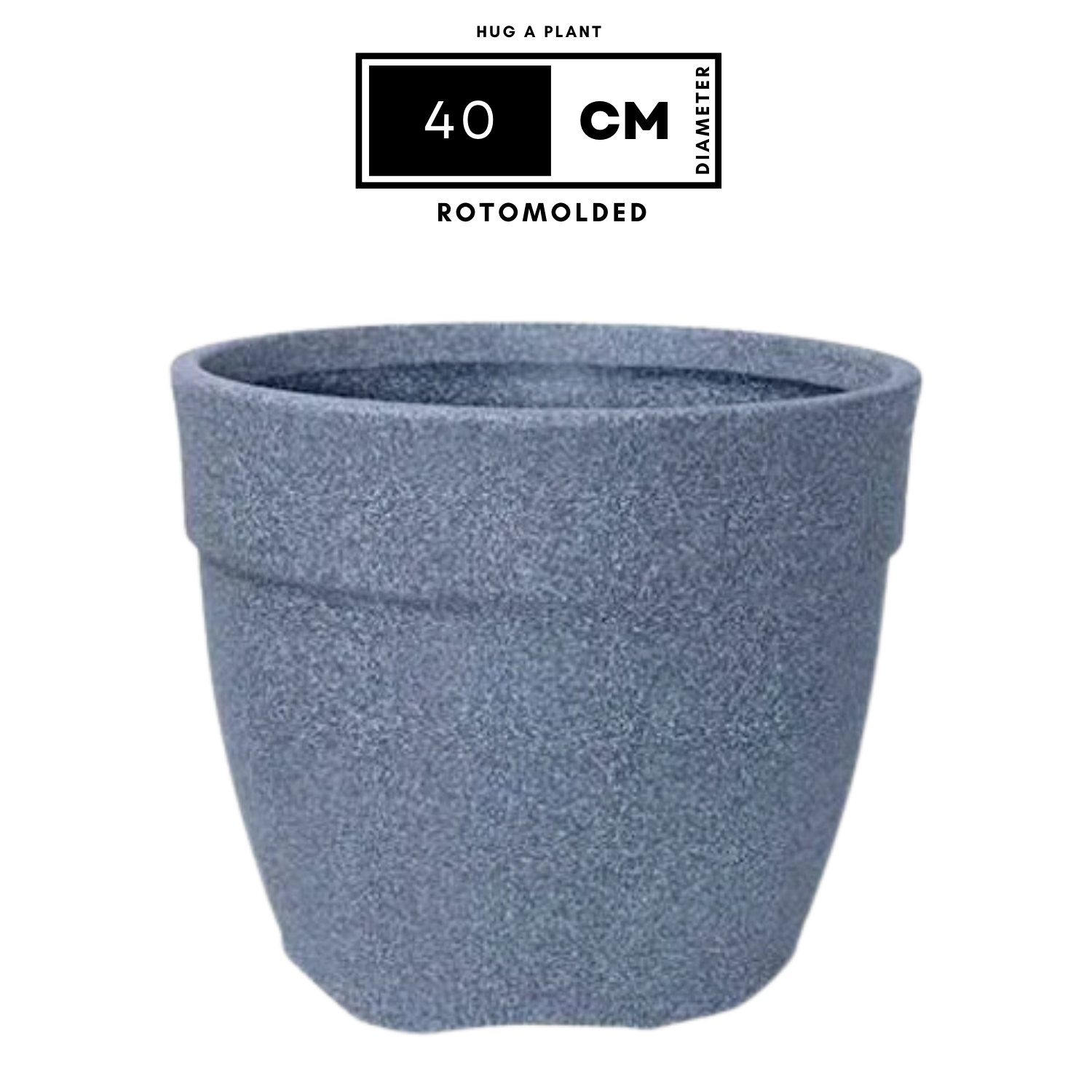 Hug A Plant | Barca Round Rotomolded Plastic Pot for Home & Garden (Grey Stone Finish, Pack of 1)