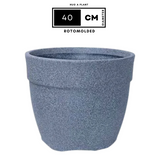 Hug A Plant | Barca Round Rotomolded Plastic Pot for Home & Garden (Grey Stone Finish, Pack of 1)