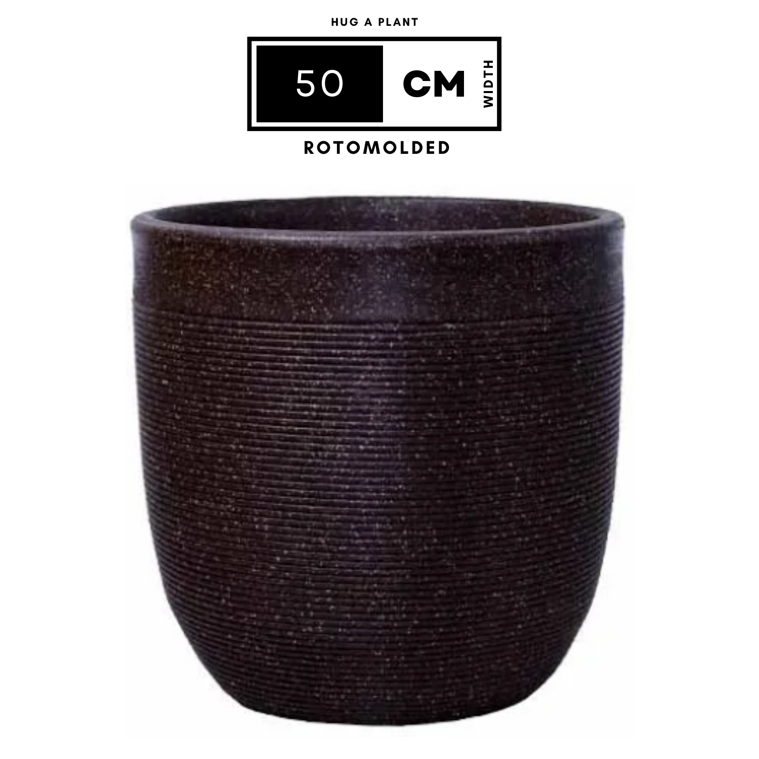 Hug A Plant | Milano Rotomolded Round Plastic Pot Without Inner for Home & Garden (Pack of 1, Brown Stone Finish)