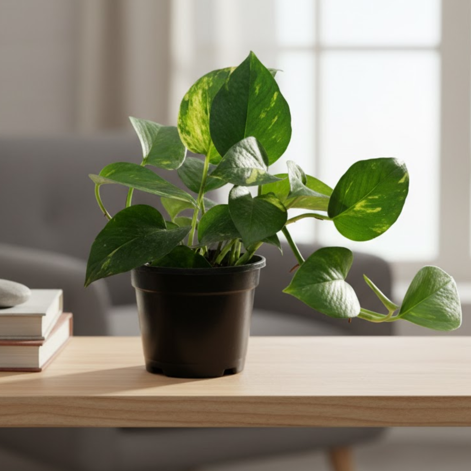 Money Plant Combo Set of 4 [Golden, Green, Marble Queen, N’Joy Pothos] Indoor Air-Purifying Live Plants for Home & Office Décor