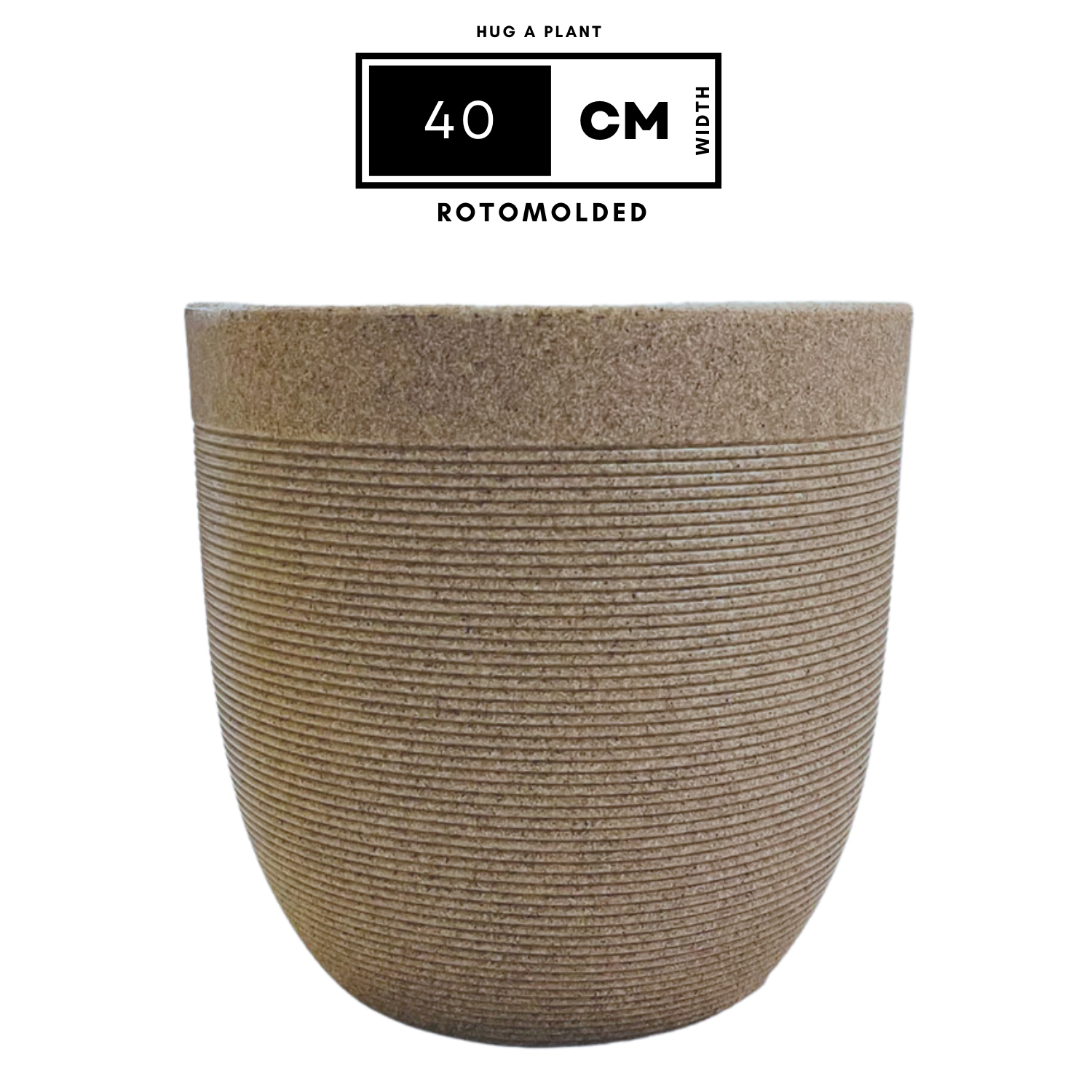 Hug A Plant | Milano Round Rotomolded Plastic Pot With Inner for Home & Garden ( Pack of 1, Sand Stone Finish)