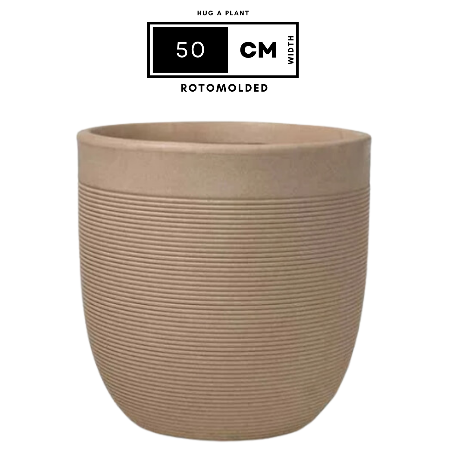 Hug A Plant | Milano Rotomolded Round Plastic Pot Without Inner for Home & Garden (Pack of 1, Cream Stone Finish)