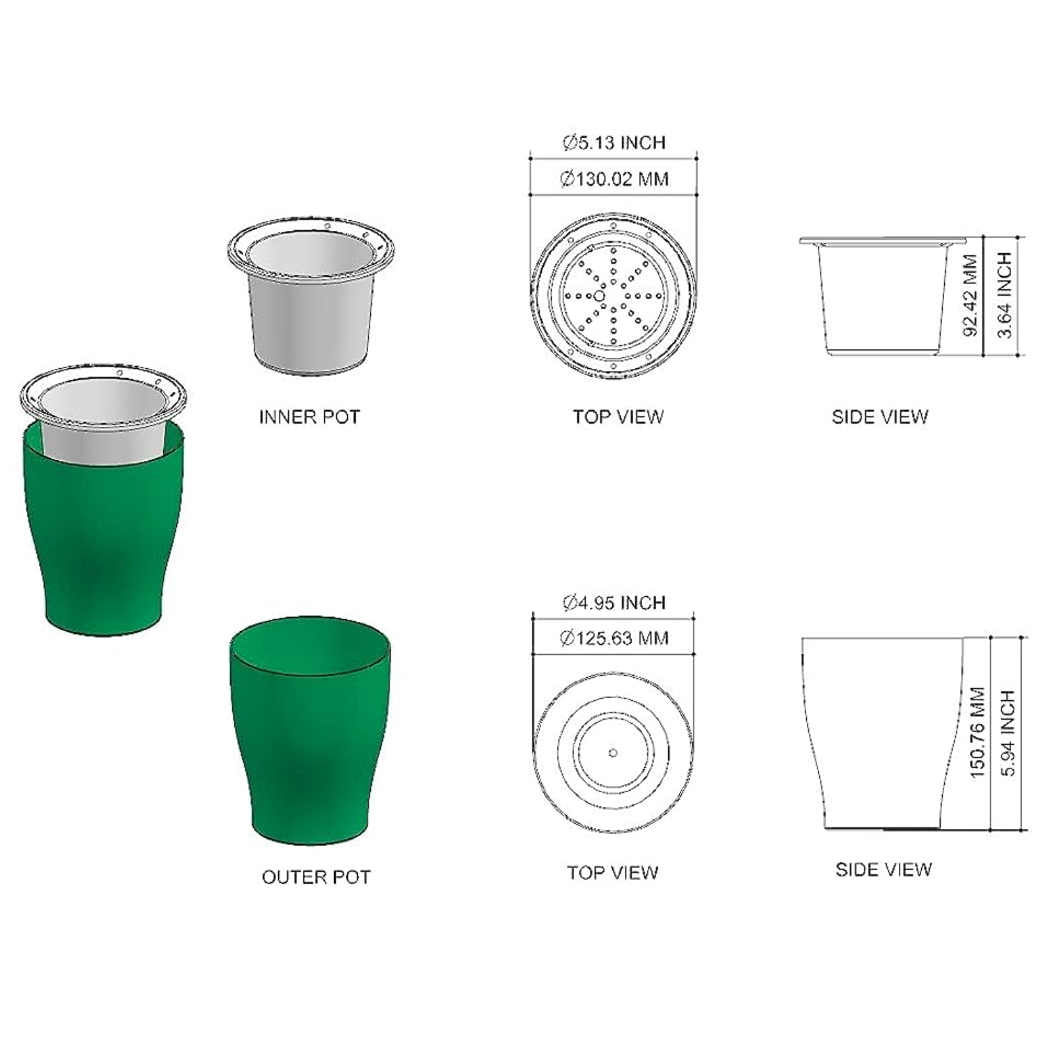 Clear Pot 5 Inch- Selfwatering Pot