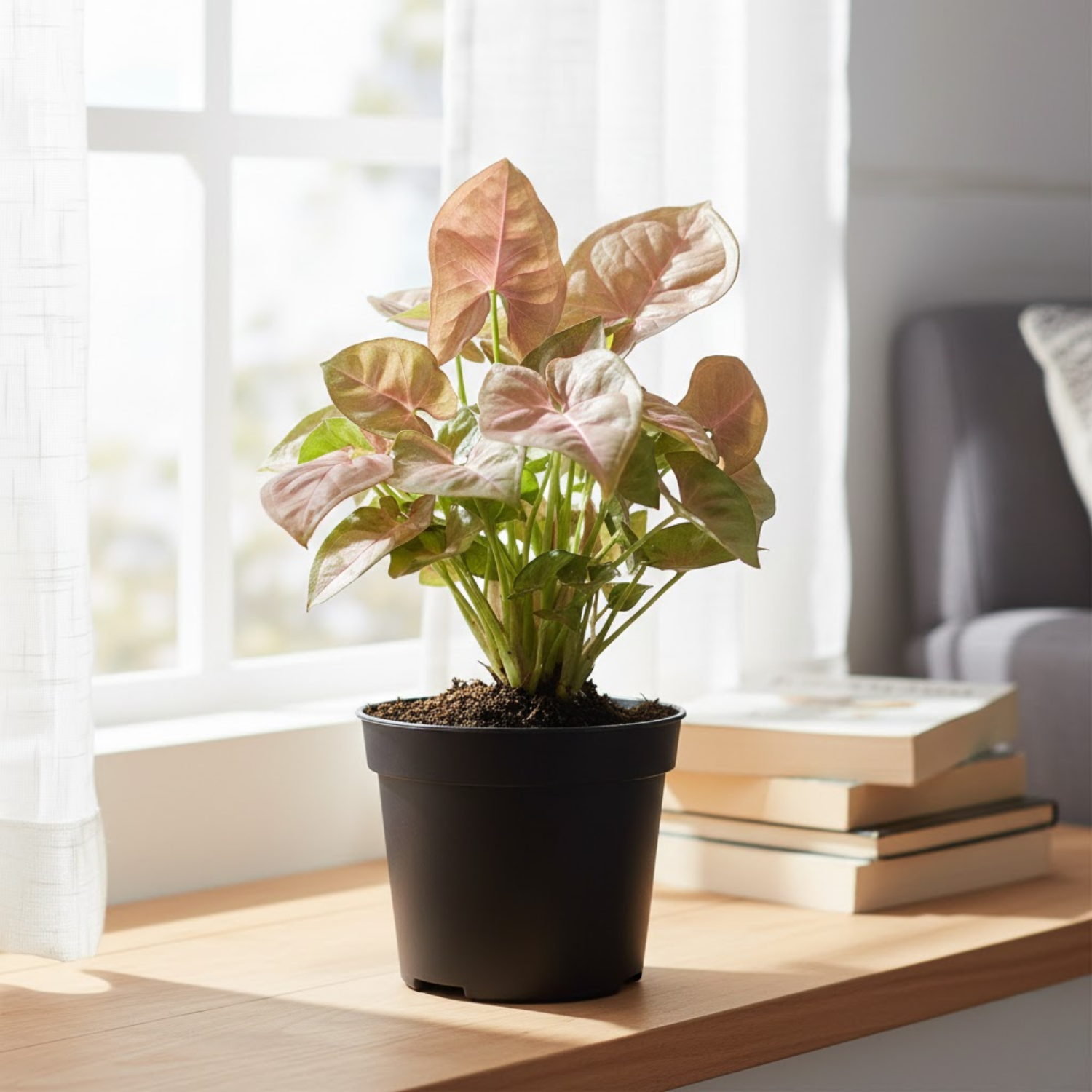 Combo of 4 Live indoor Plants | Set of 4 [Syngonium Pink Neon, Jade Mini, Money Plant Golden, Philodendron Oxycardium Green] | Indoor Air-Purifying Decorative Plants | Ideal for Home & Office Décor