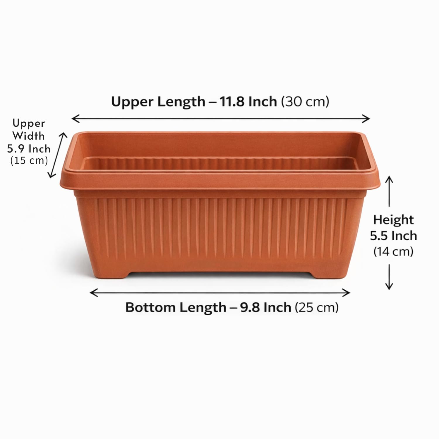 Hug A Plant | Bello Rectangle 30CM Plastic Pot for Home & Garden (Pack of 1)