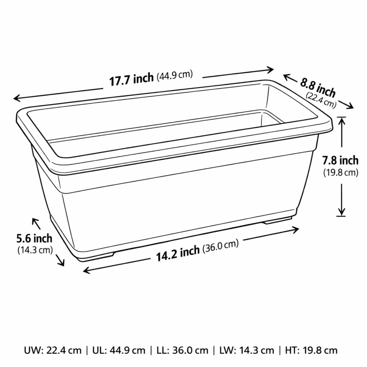 Hug A Plant | Window Planter 45CM Rectangle Plastic Pot for Home & Garden (Pack of 1)