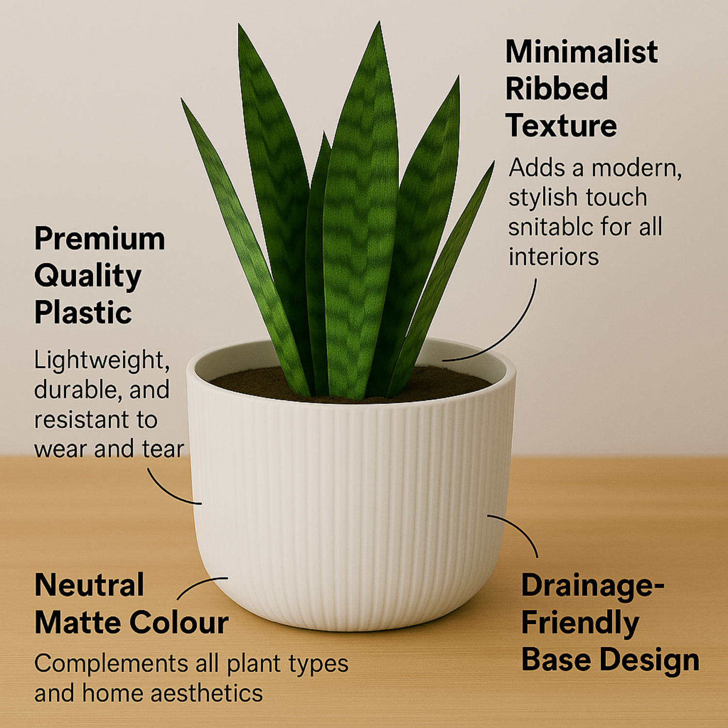 Hug a plant Ebizia Plastic Pot  for Home & Garden (Pack of 1)