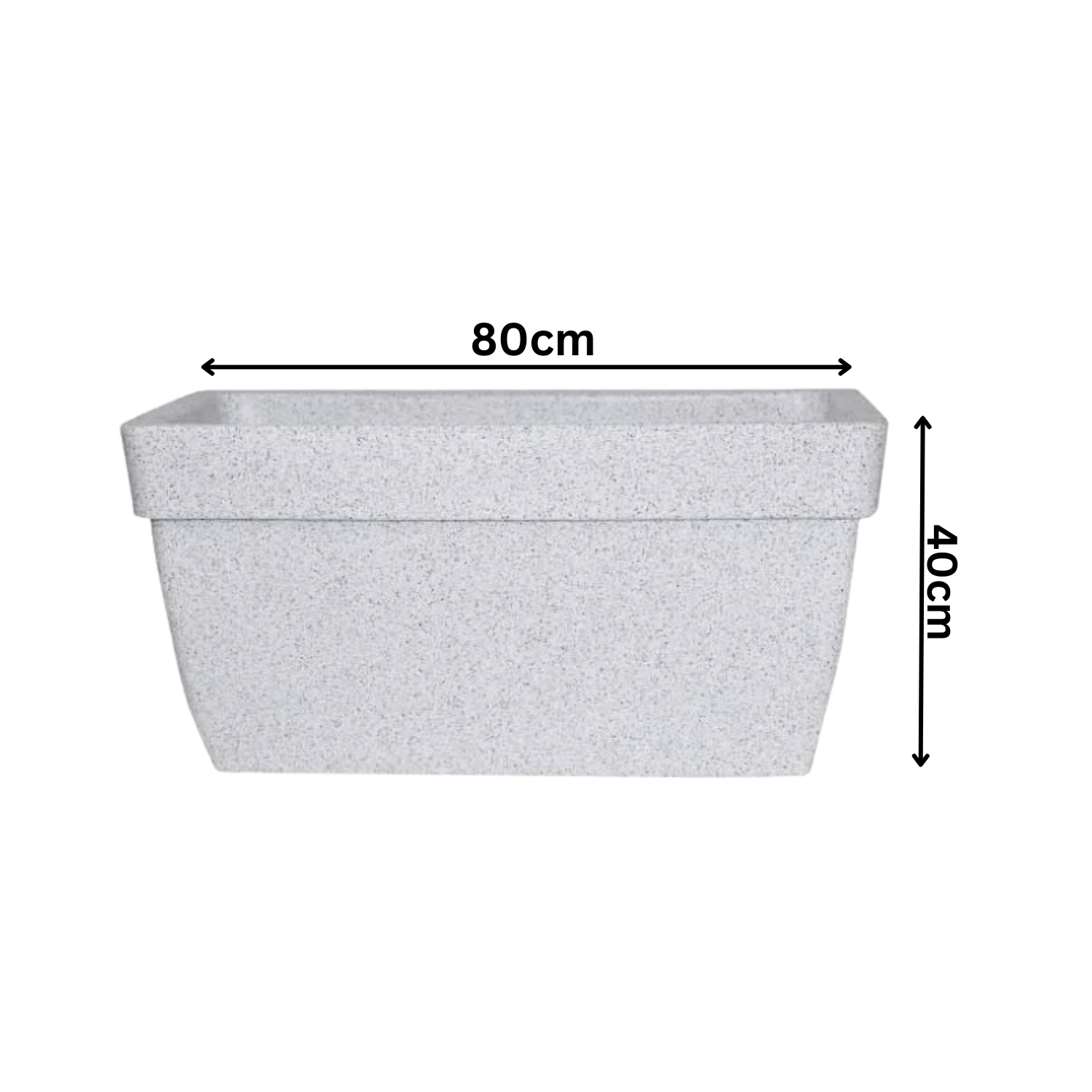 Hug A Plant | Barca Rectangle Rotomolded Plastic Pot with Wheels for Home & Garden (White Stone Finish, Pack of 1)