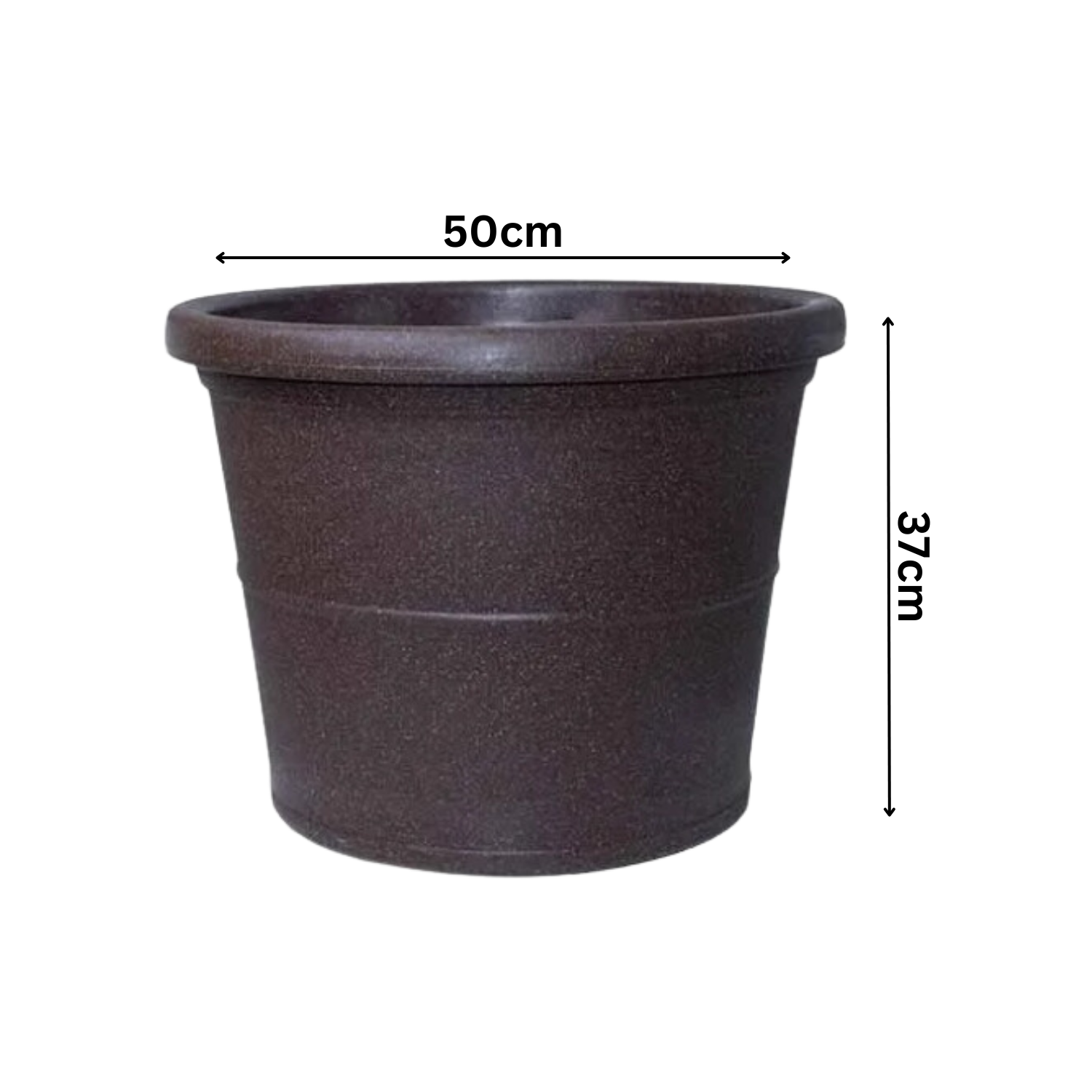 Duro Rotomolded Round Plastic Pot For Home & Garden (Brown Stone Finish, Pack Of 1)