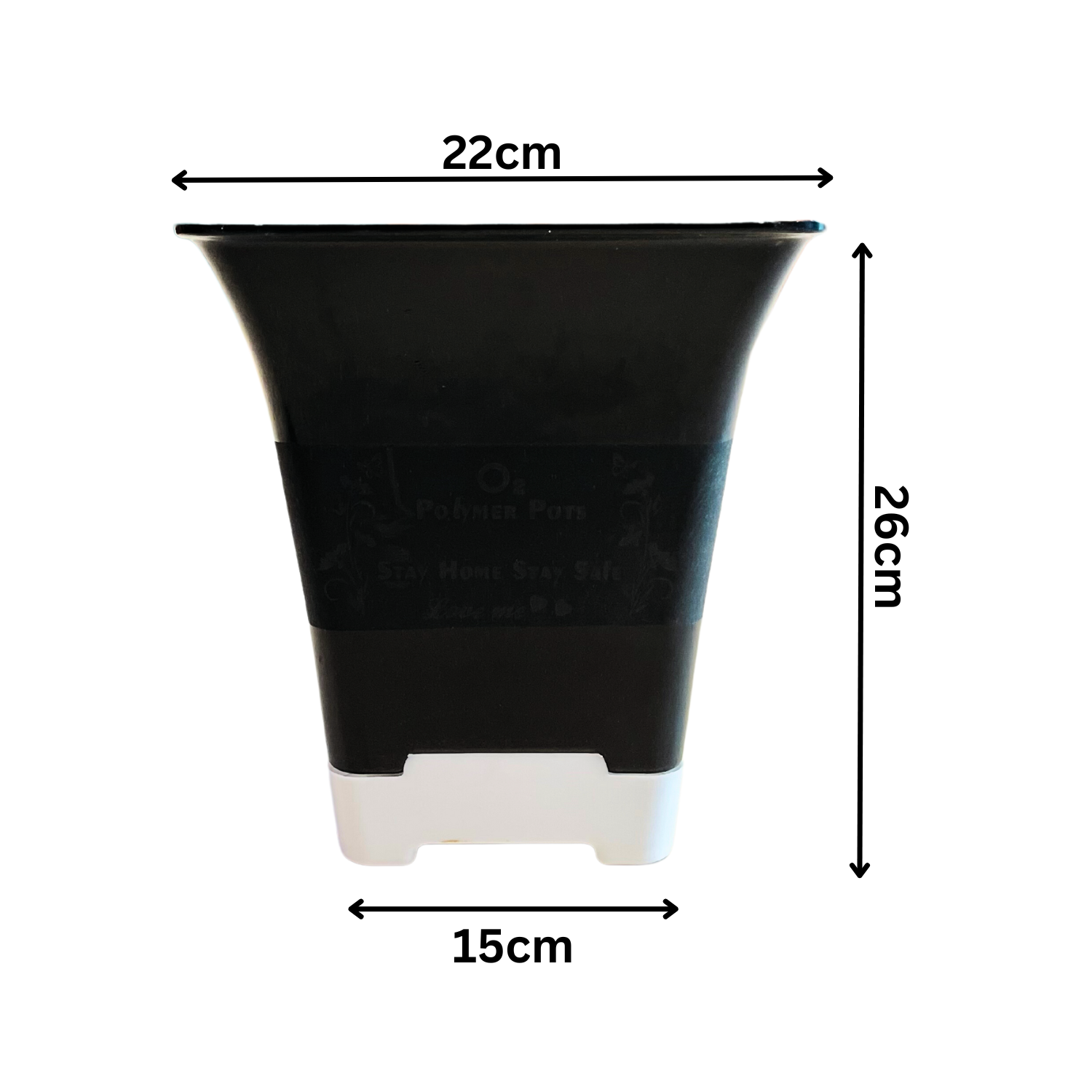 Hug A Plant | Hot Square Plastic Pot for Home & Garden (22CM | 9INCH)