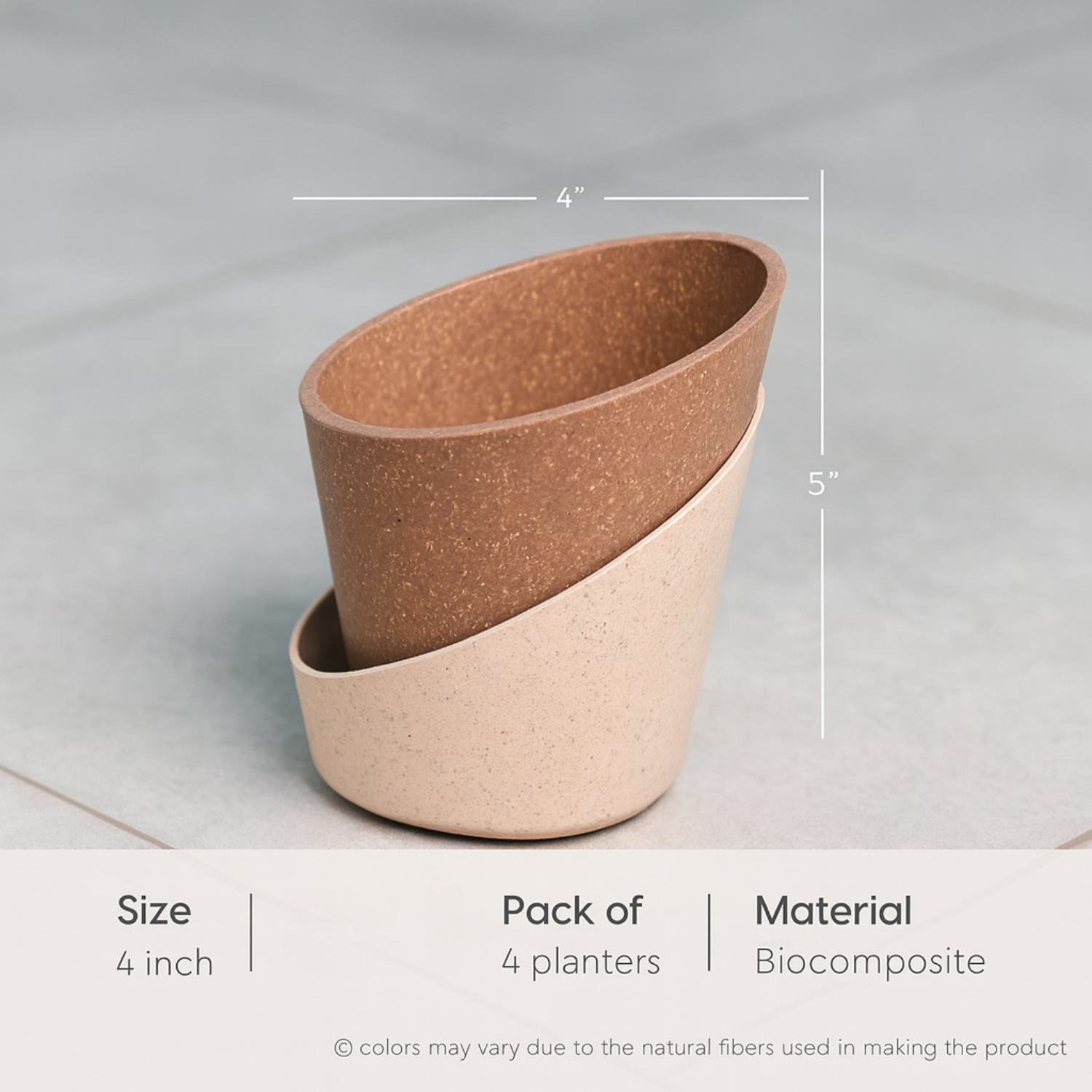 Atlantis Eco Friendly Self-Watering Pots | Made of Crop Waste | UV Protected Indoor Outdoor Balcony Pots for Home & Garden Décor