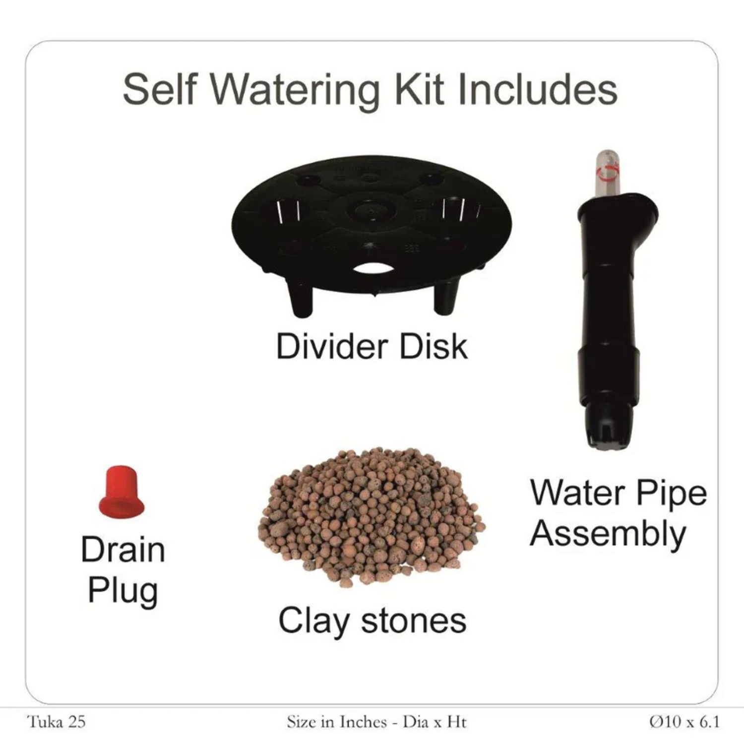 Tuka 25cm Round Plastic Pot With Self Watering Kit