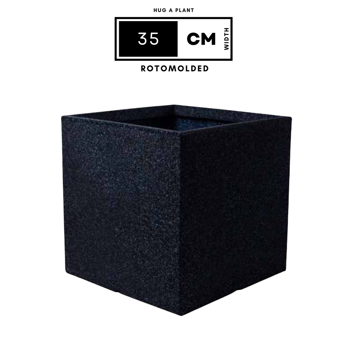 Quebec Square Rotomolded Plastic Pot for Home & Garden (Midnight Stone Finish, Pack of 1)