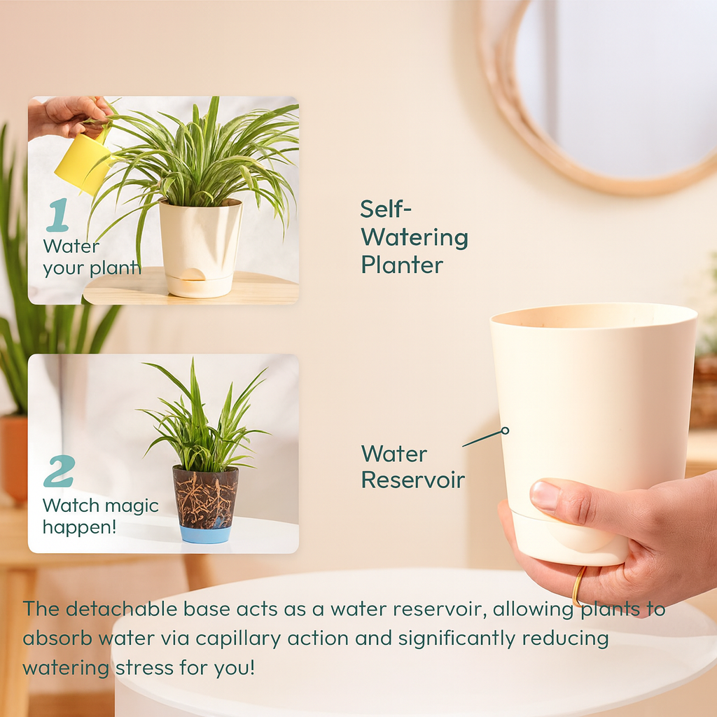 Peace Lily | Indoor Air-Purifying Plant | Flowering Spathiphyllum in 4-Inch Self-Watering Pot | Perfect for Home & Office Décor (Pot Colour May Vary)
