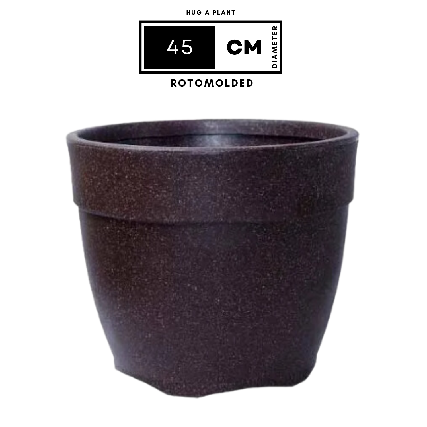 Hug A Plant | Barca Round Rotomolded Plastic Pot for Home & Garden (Brown Stone Finish, Pack of 1)