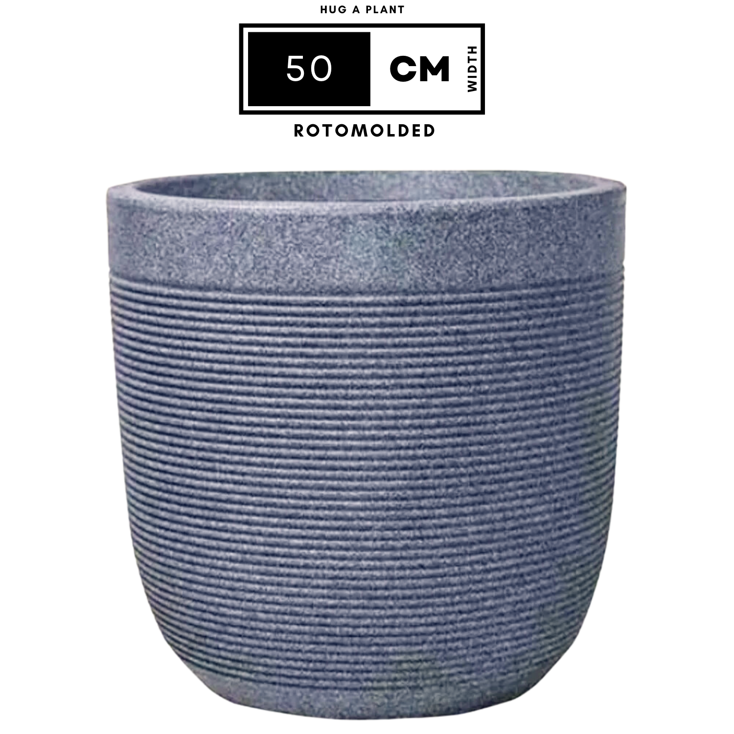 Hug A Plant | Milano Rotomolded Round Plastic Pot Without Inner for Home & Garden (Pack of 1,Grey Stone Finish)