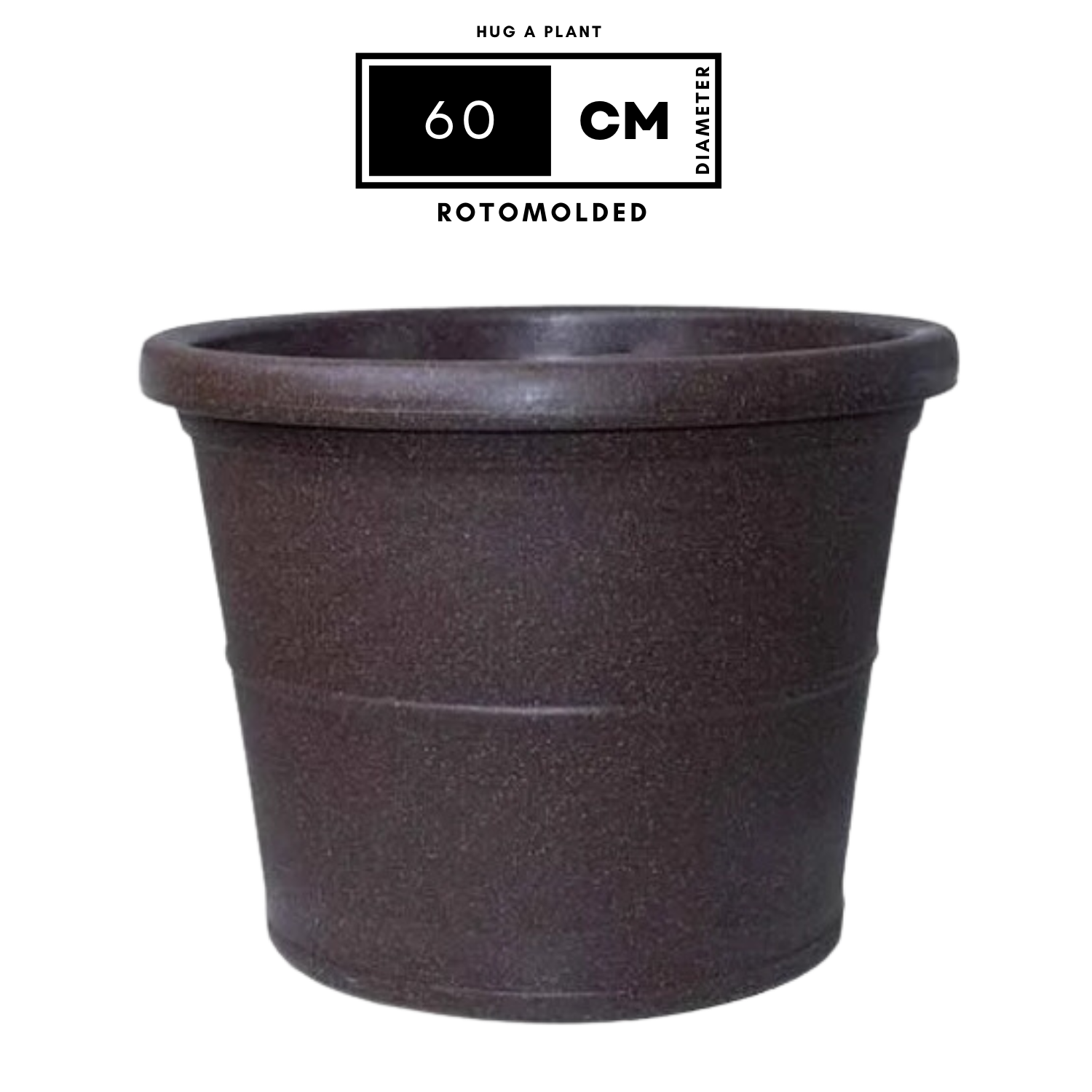 Duro Rotomolded Round Plastic Pot For Home & Garden (Brown Stone Finish, Pack Of 1)