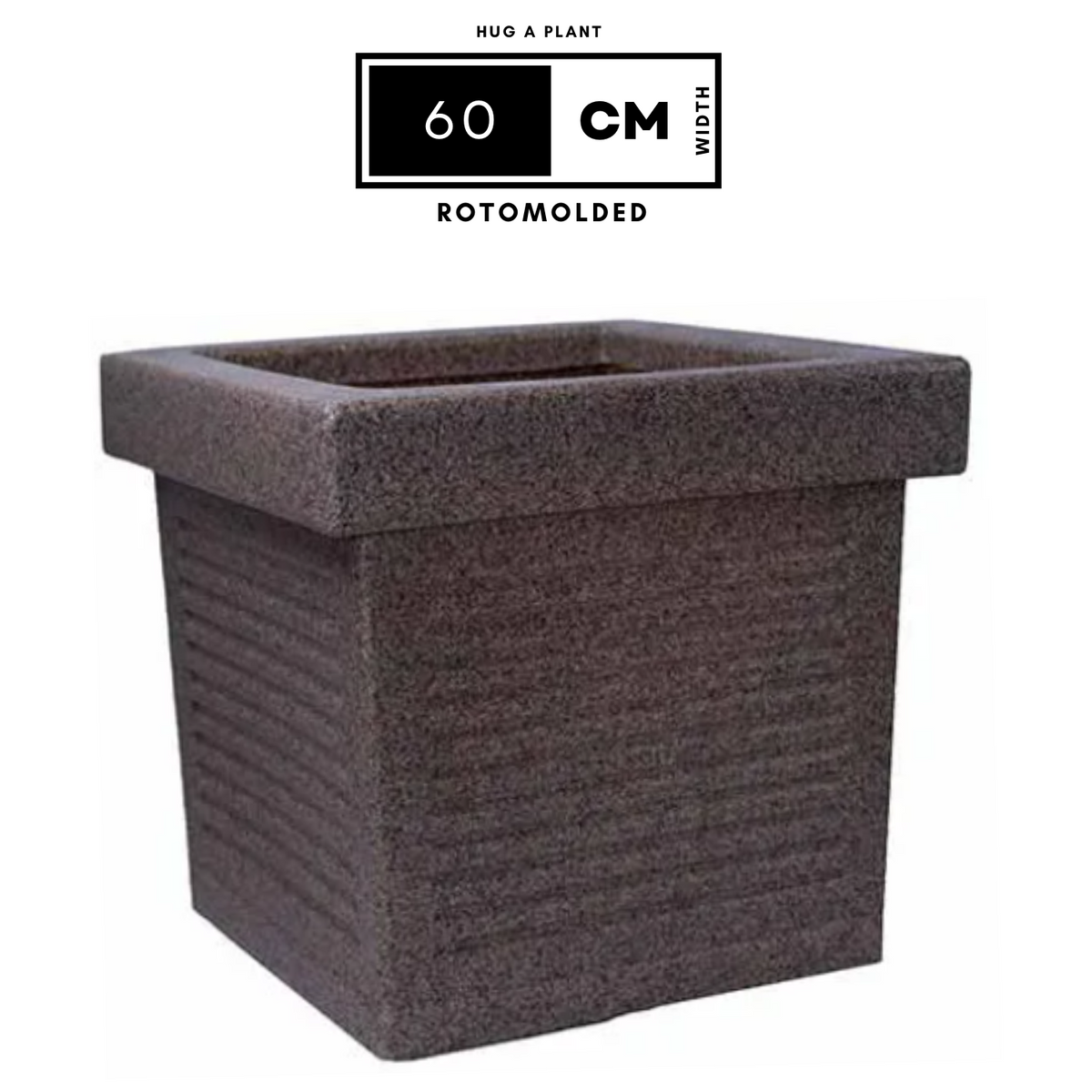 Cubo Rotomolded Square Plastic Pot For Home & Garden (Sand Stone Finish, Pack Of 1)