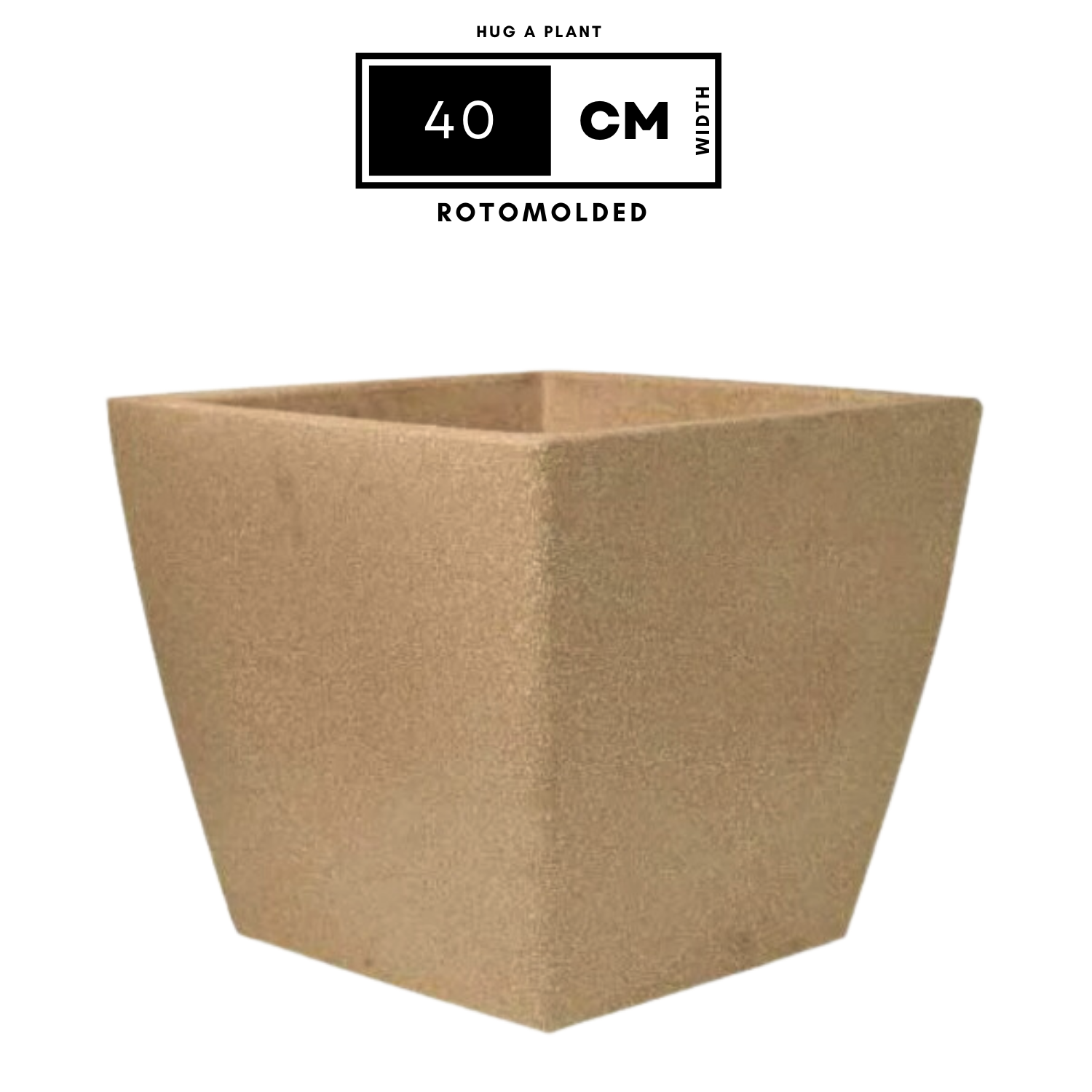 Cubo N-40 Planter 40CM Square Rotomolded Plastic Pot With Wheels for Home & Garden (Pack Of 1, 40CM | 15 INCH)
