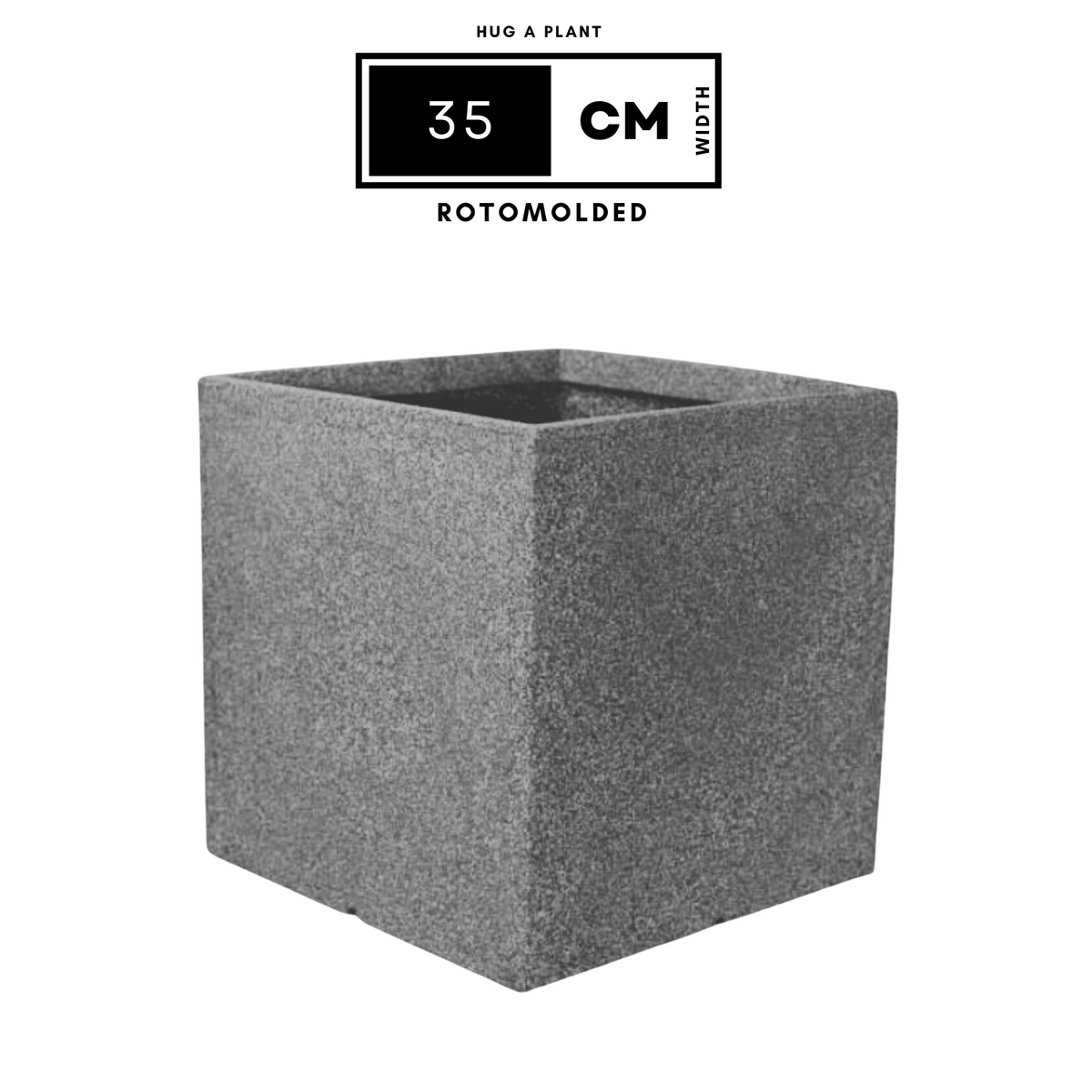Quebec Square Rotomolded Plastic Pot for Home & Garden (Grey Stone Finish, Pack of 1)