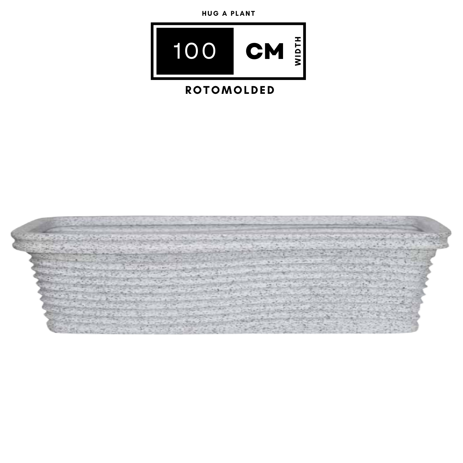 Florence Rectangle Rotomolded Plastic Pot With Wheels for Home & Garden (Pack Of 1, White Stone Finish)