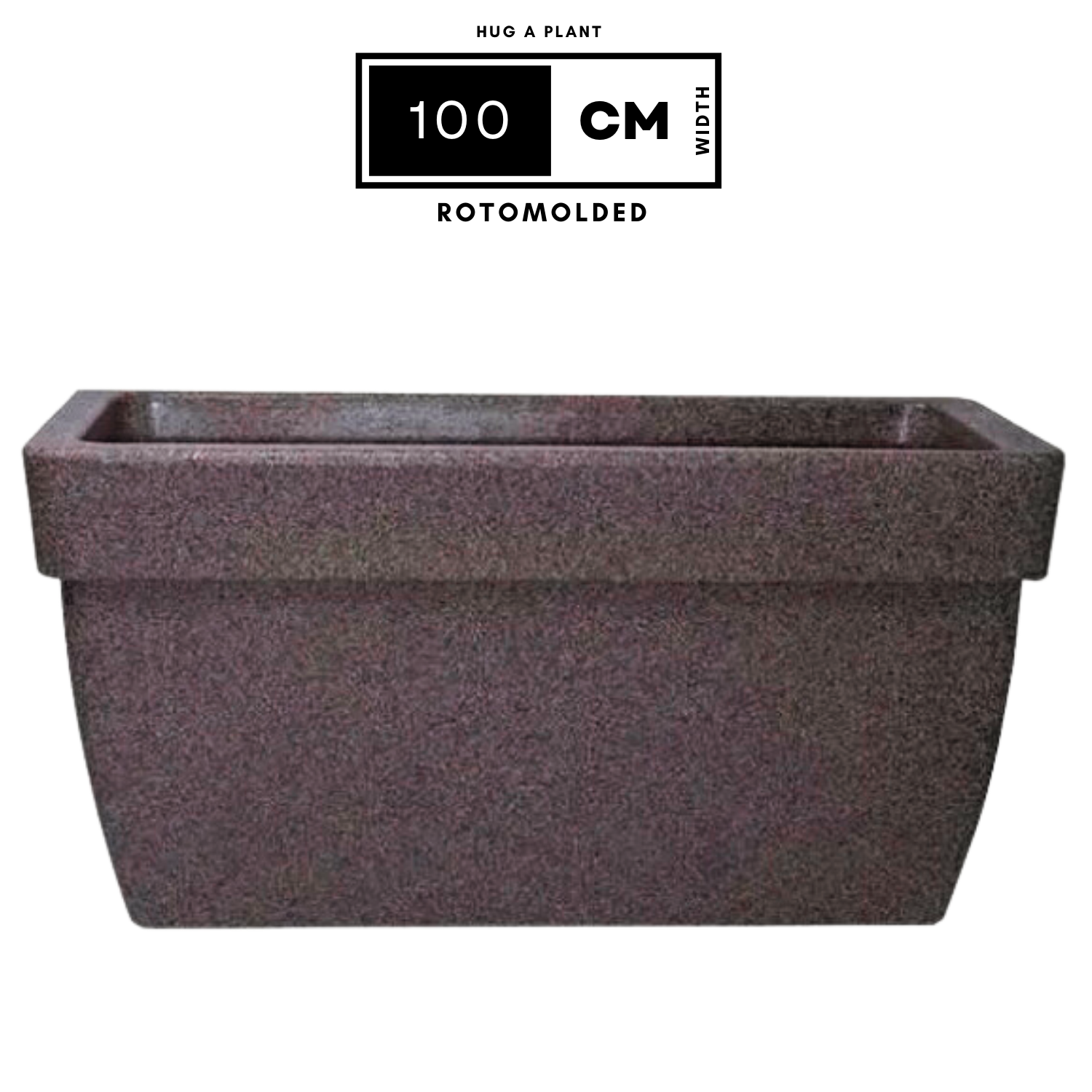 Hug A Plant | Barca Rectangle Rotomolded Plastic Pot with Wheels for Home & Garden (Sand Stone Finish, Pack of 1)