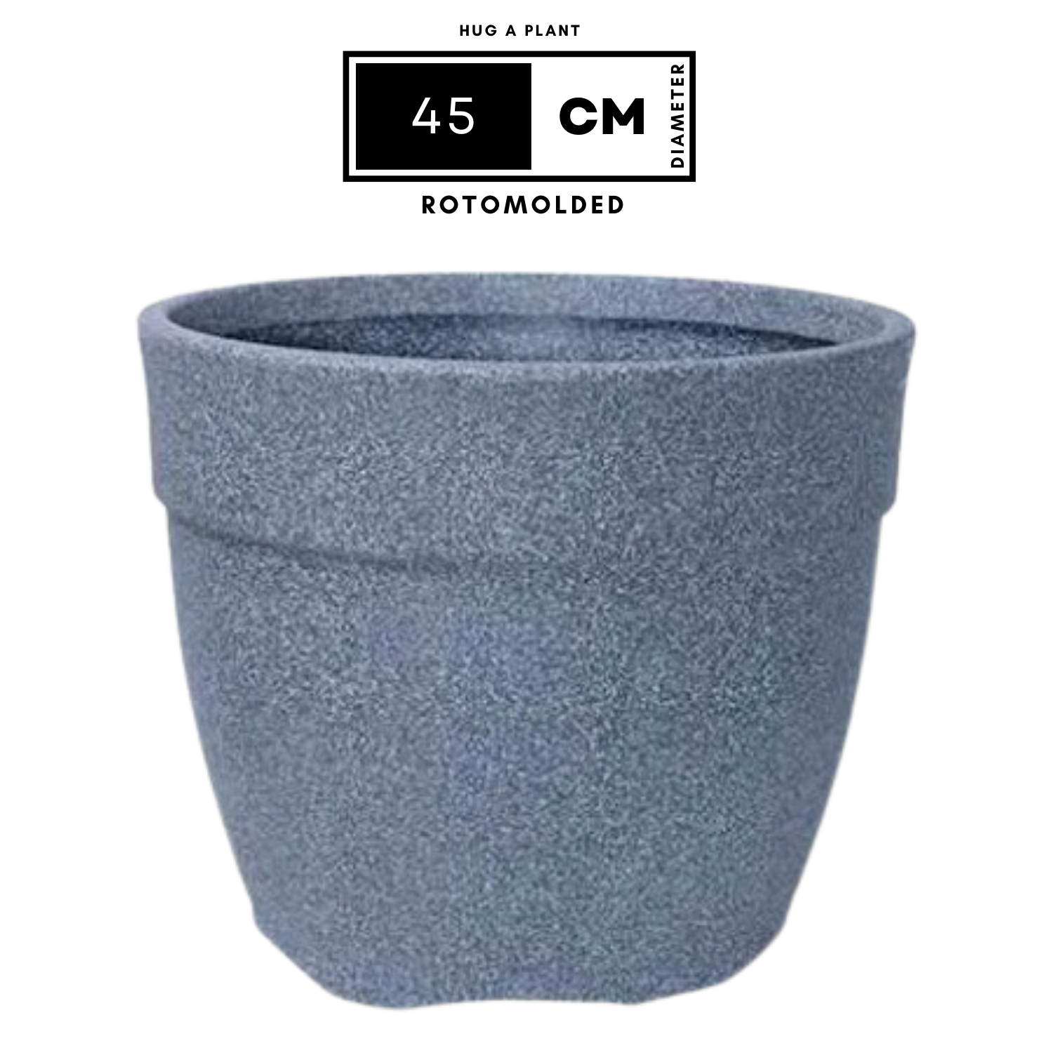 Hug A Plant | Barca Round Rotomolded Plastic Pot for Home & Garden (Grey Stone Finish, Pack of 1)