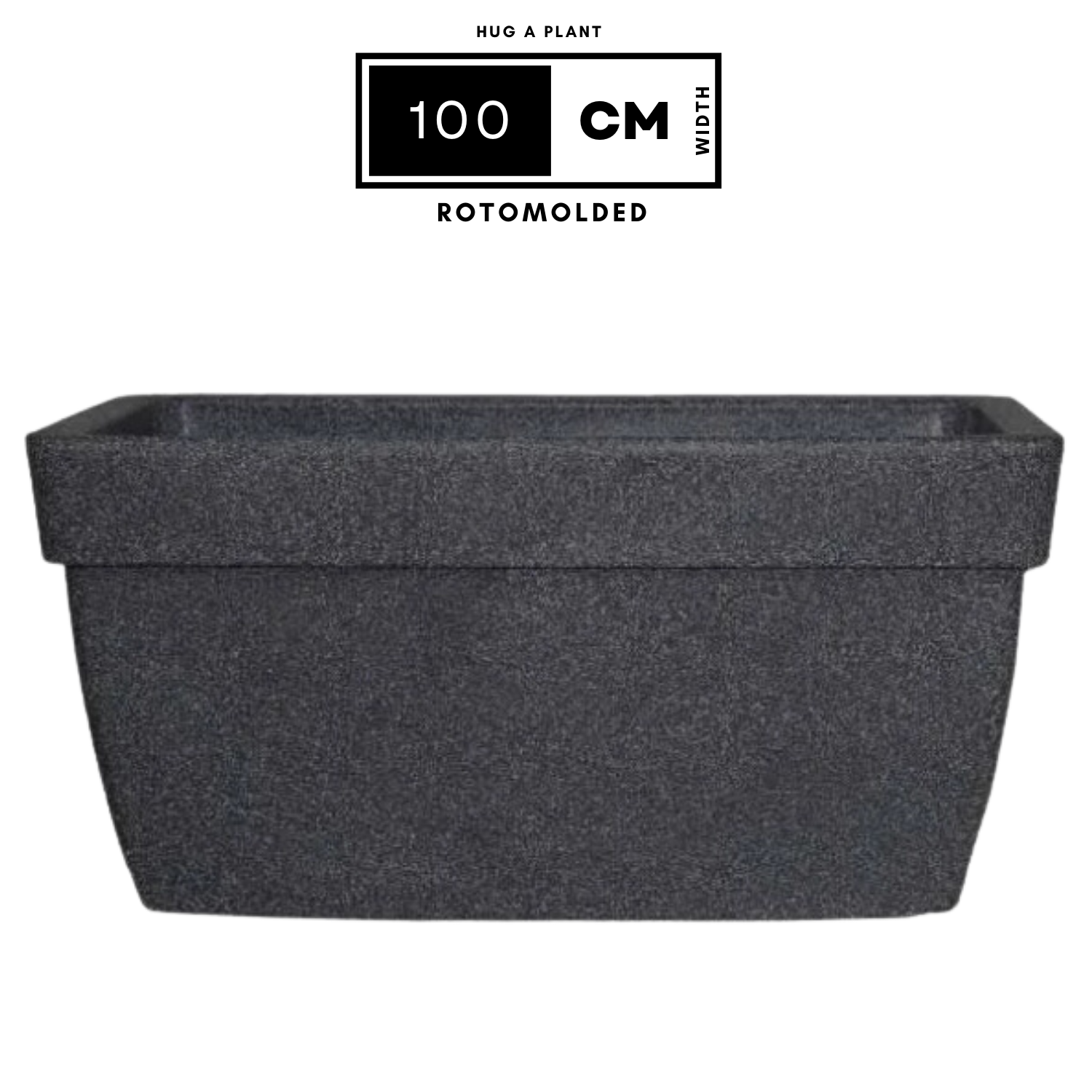 Hug A Plant | Barca Rectangle Rotomolded Plastic Pot with Wheels for Home & Garden (Grey Stone Finish, Pack of 1)
