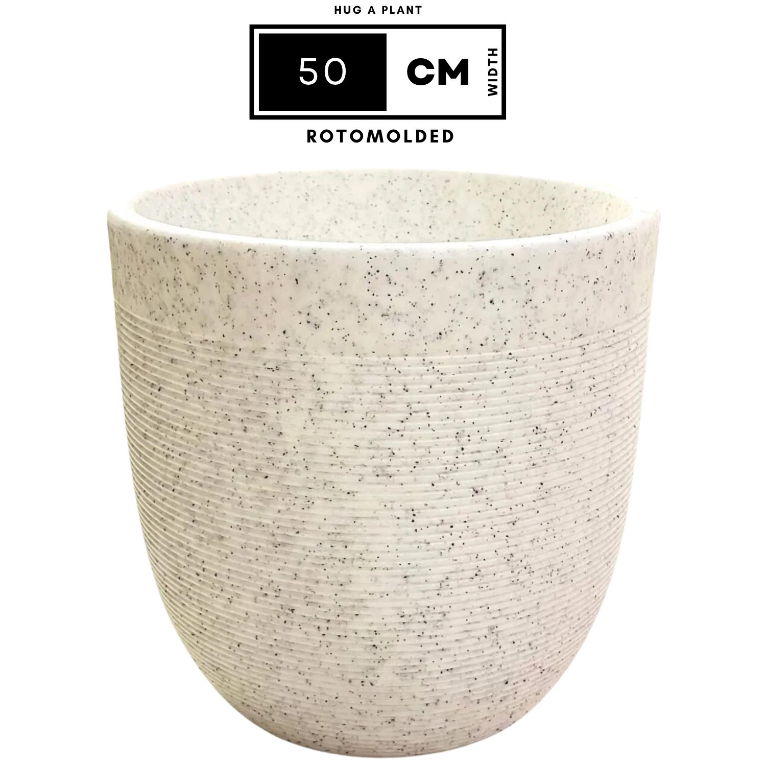 Hug A Plant | Milano Rotomolded Round Plastic Pot With Inner for Home & Garden (Pack of 1, White Stone Finish)