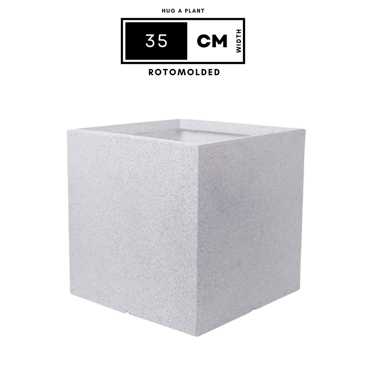 Quebec Square Rotomolded Plastic Pot for Home & Garden (White Stone Finish, Pack of 1)