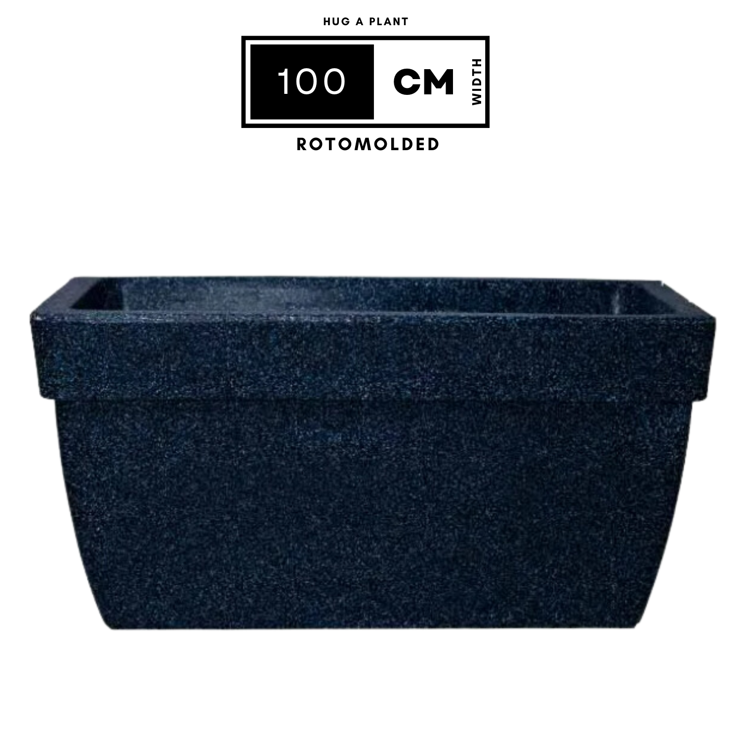 Hug A Plant |Barca Rectangle Rotomolded Plastic Pot with Wheels for Home & Garden (Midnight Stone Finish, Pack of 1)