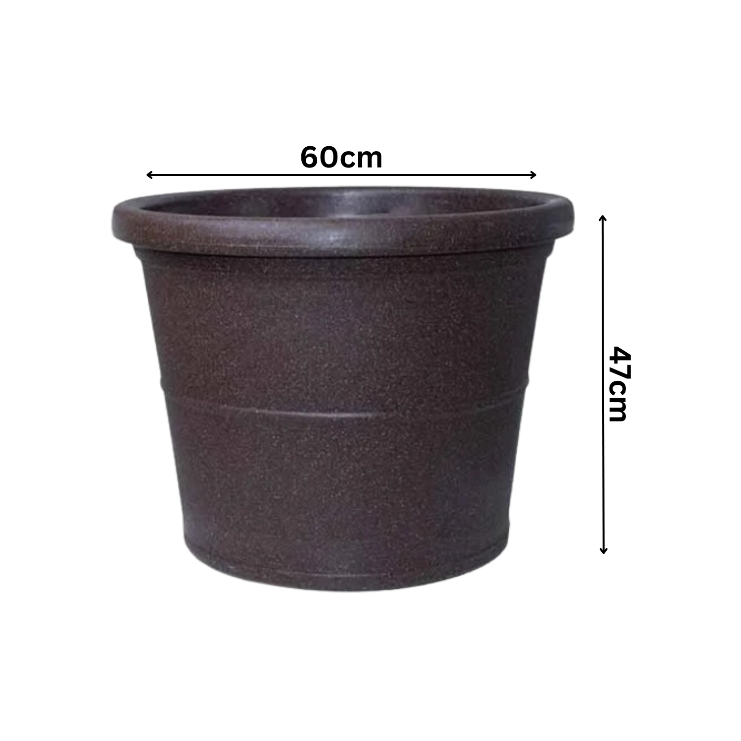 Duro Rotomolded Round Plastic Pot For Home & Garden (Brown Stone Finish, Pack Of 1)