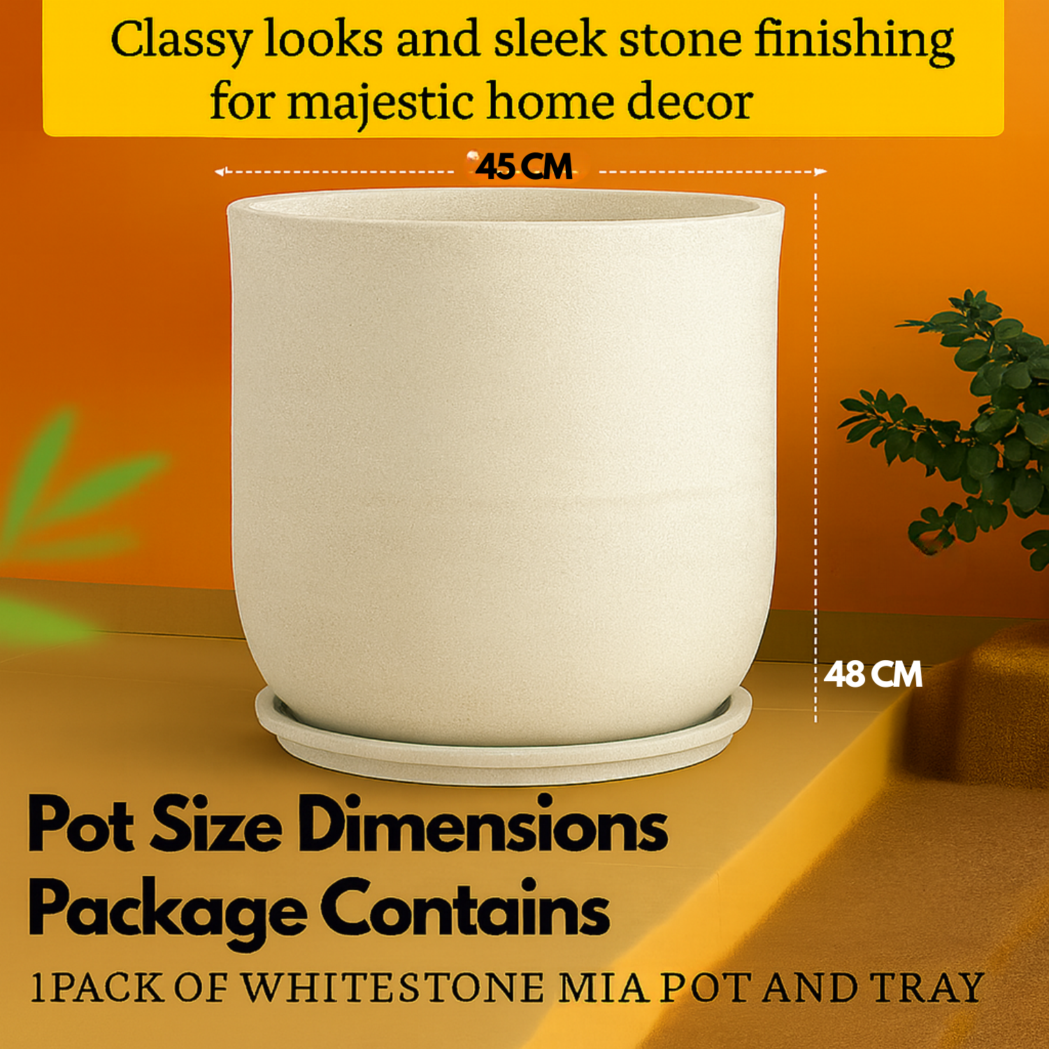 Mia Rotomolded  Pots And Tray for Home & Garden (Pack of 1)