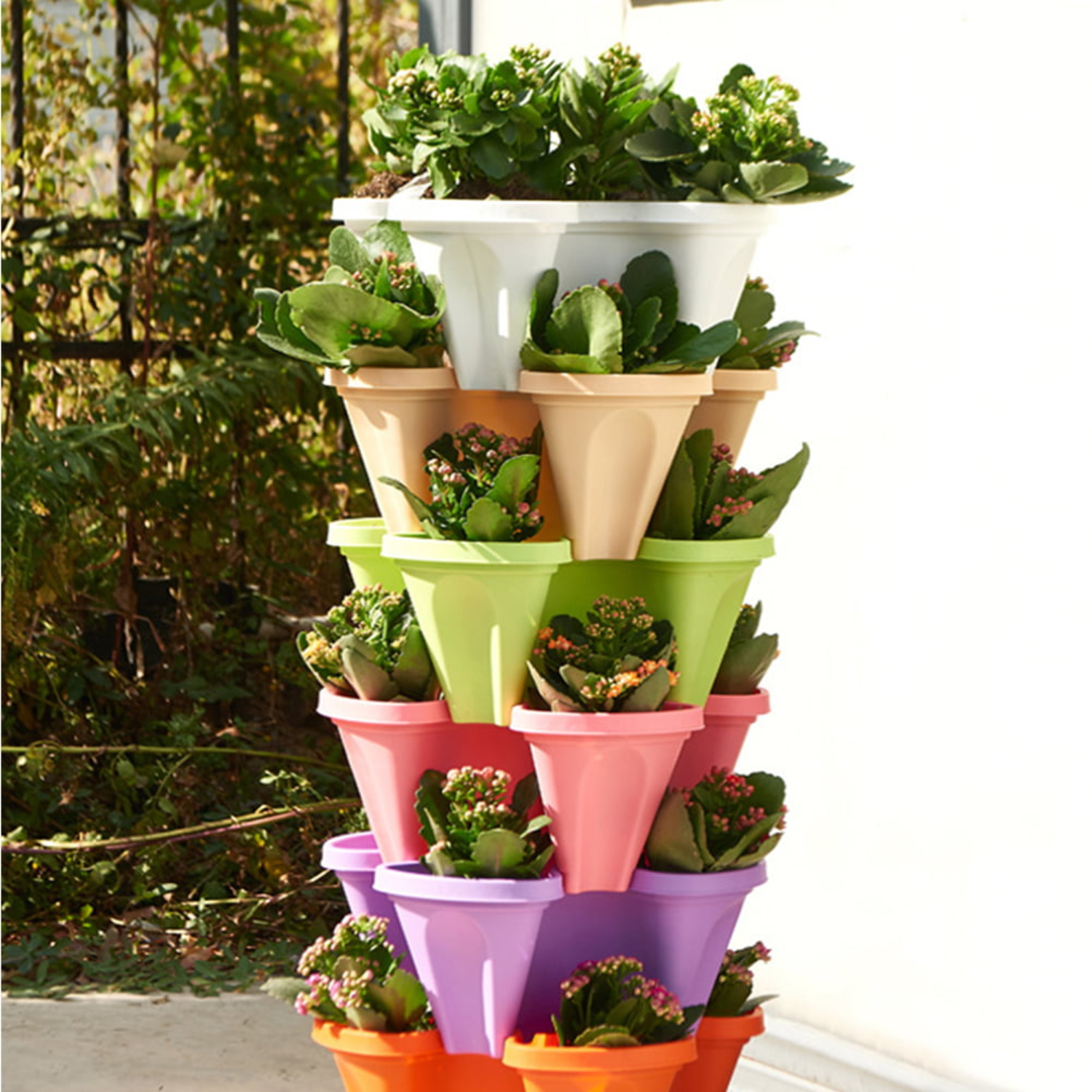 Flower Tower 44cm Round Plastic Pot for Home & Garden