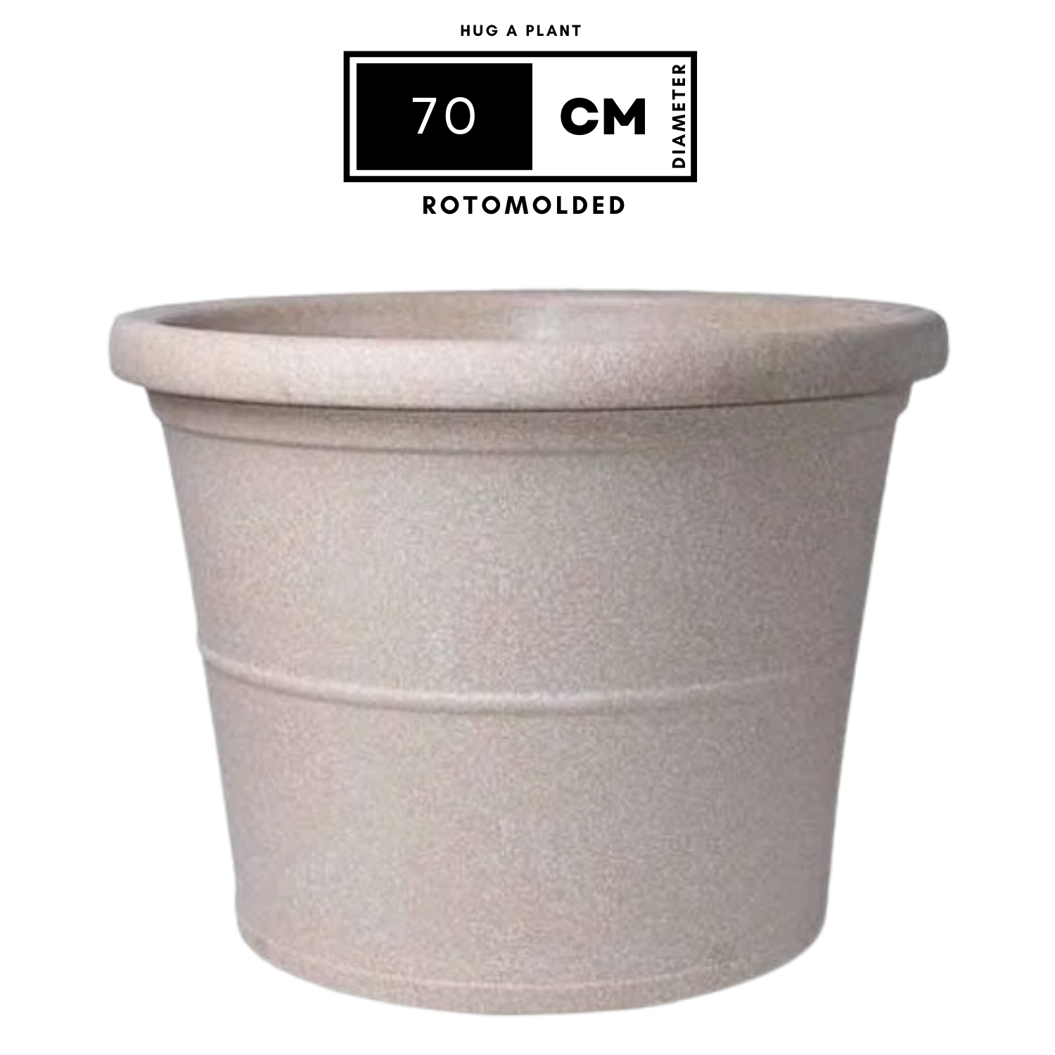 Duro Rotomolded Round Plastic Pot For Home & Garden (Cream Stone Finish, Pack Of 1)
