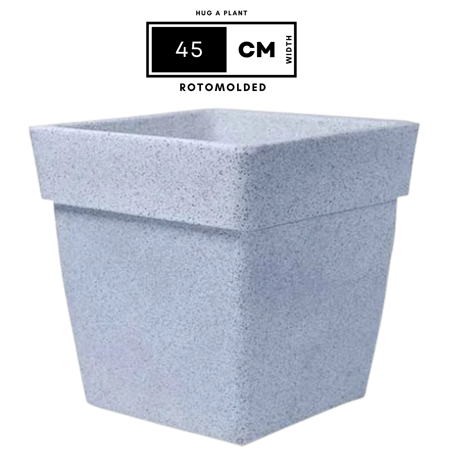 Hug A Plant | Barca Square Rotomolded Plastic for Home & Garden (White Stone Finish, Pack of 1)
