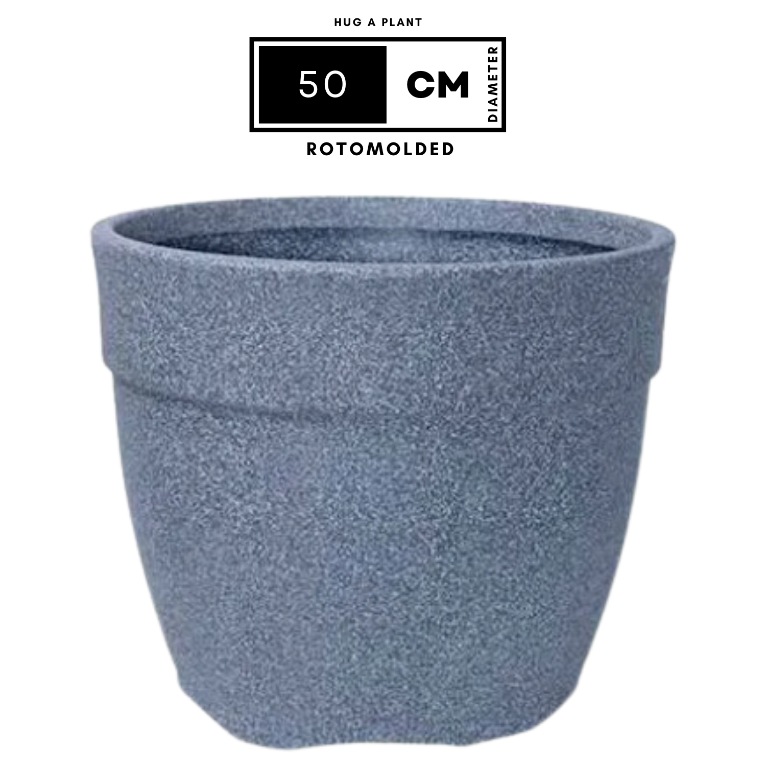 Hug A Plant | Barca Round Rotomolded Plastic Pot for Home & Garden (Grey Stone Finish, Pack of 1)
