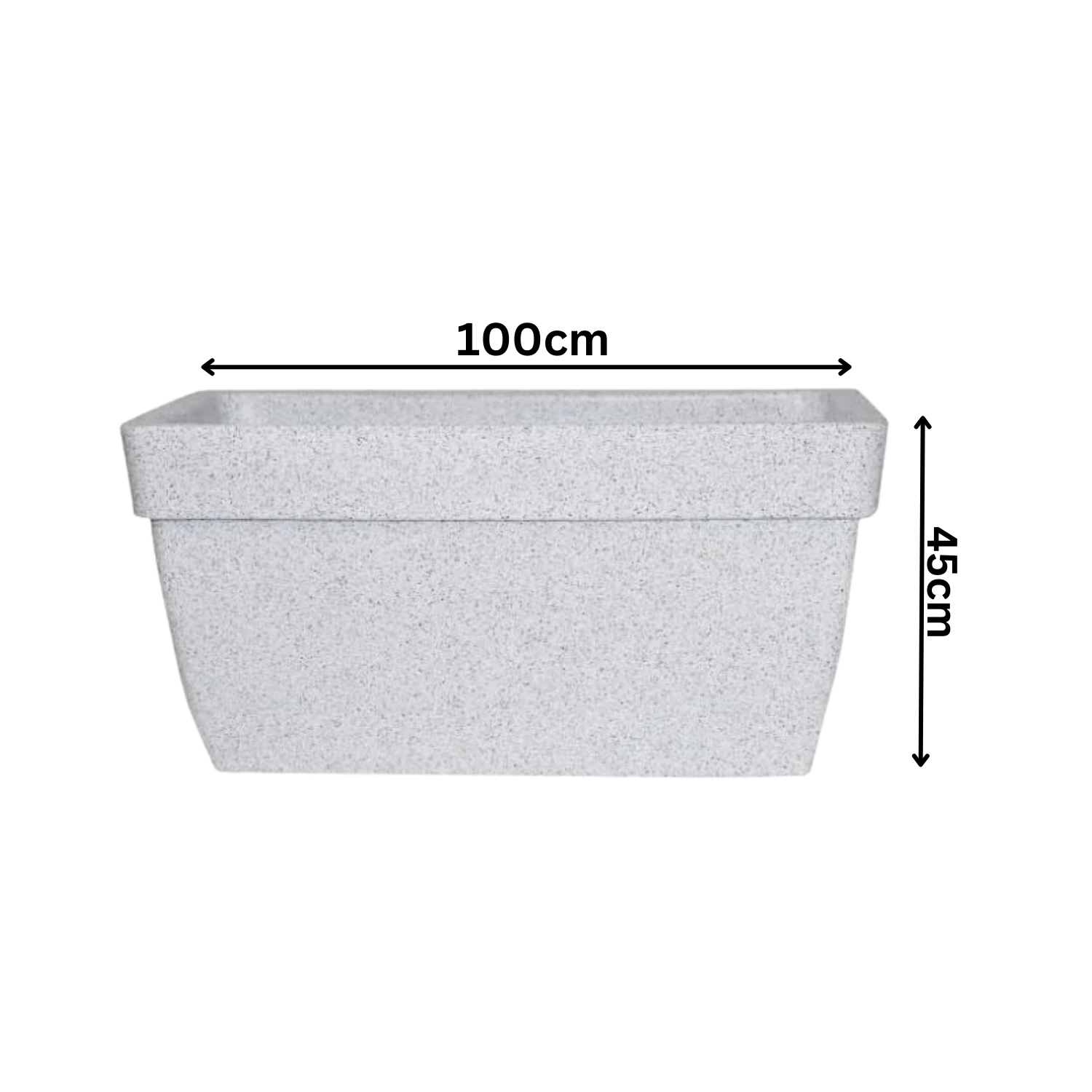 Hug A Plant | Barca Rectangle Rotomolded Plastic Pot with Wheels for Home & Garden (White Stone Finish, Pack of 1)