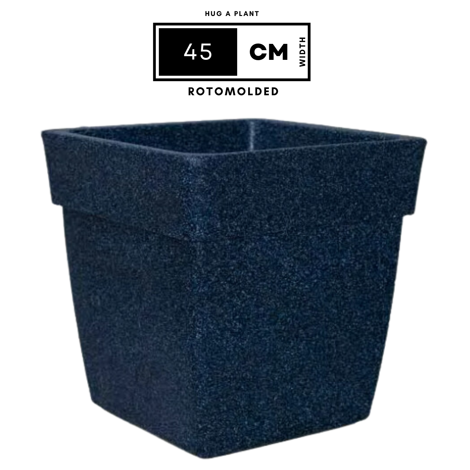 Hug A Plant | Barca Square Rotomolded Plastic for Home & Garden (Midnight Stone Finish, Pack of 1)