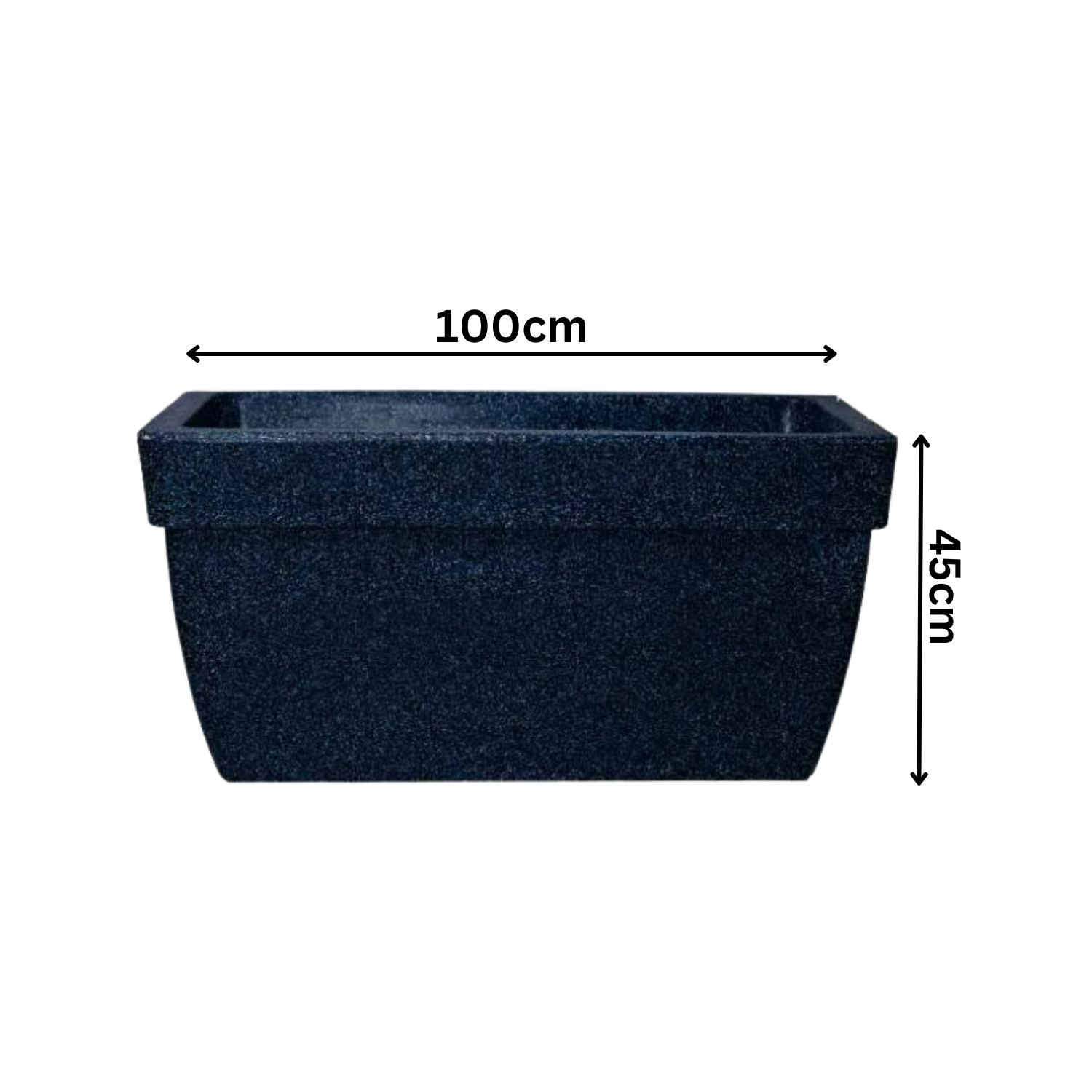 Hug A Plant |Barca Rectangle Rotomolded Plastic Pot with Wheels for Home & Garden (Midnight Stone Finish, Pack of 1)
