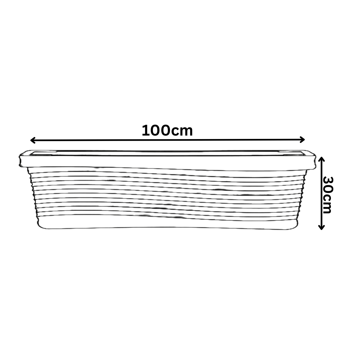 Florence Rectangle Rotomolded Plastic Pot With Wheels for Home & Garden (Pack Of 1, White Stone Finish)