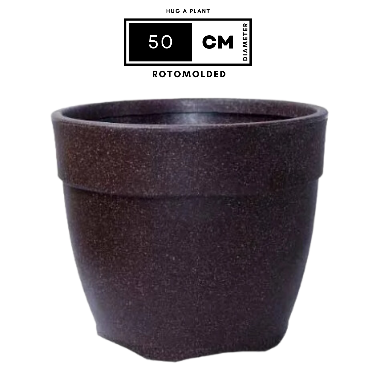 Hug A Plant | Barca Round Rotomolded Plastic Pot for Home & Garden (Brown Stone Finish, Pack of 1)