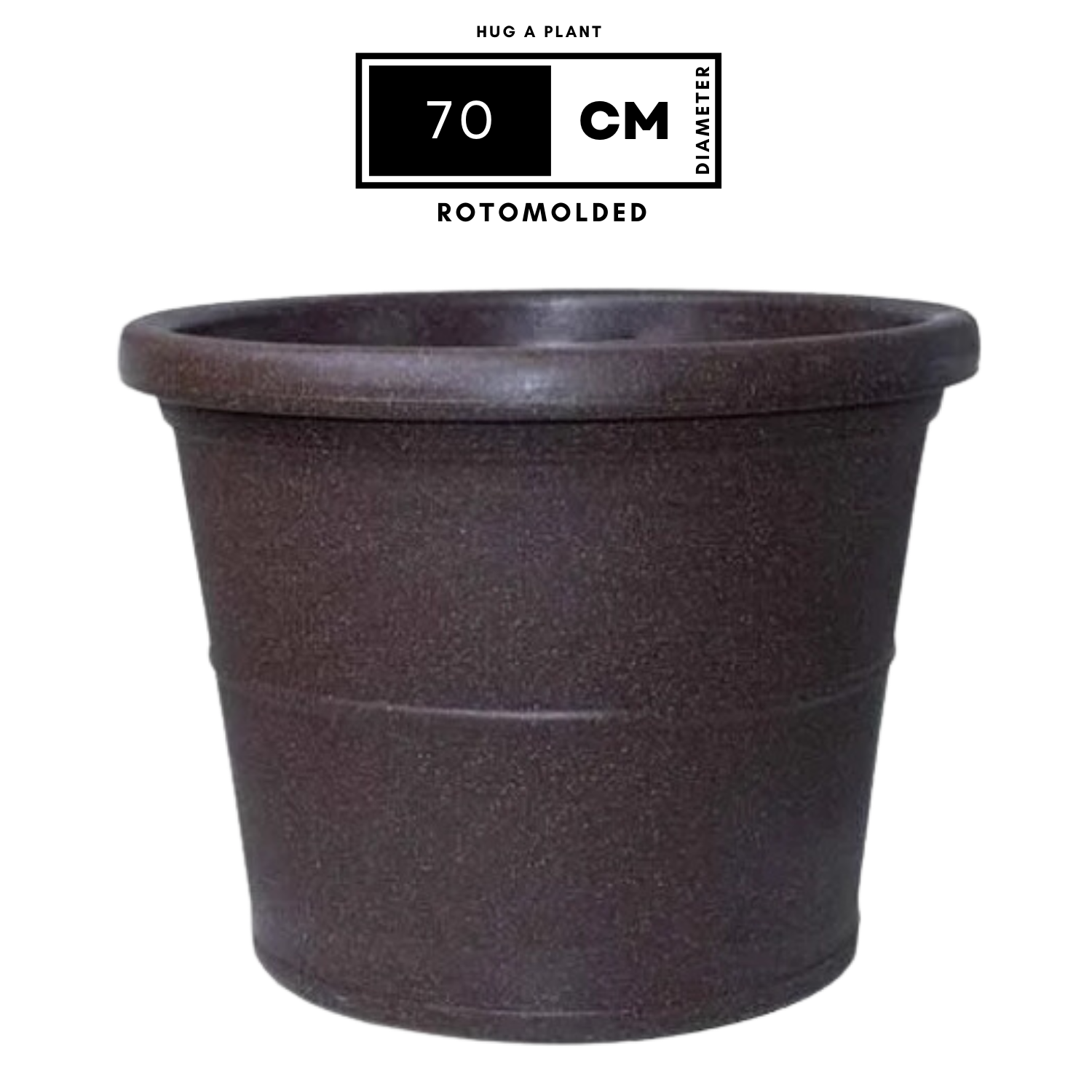 Duro Rotomolded Round Plastic Pot For Home & Garden (Brown Stone Finish, Pack Of 1)