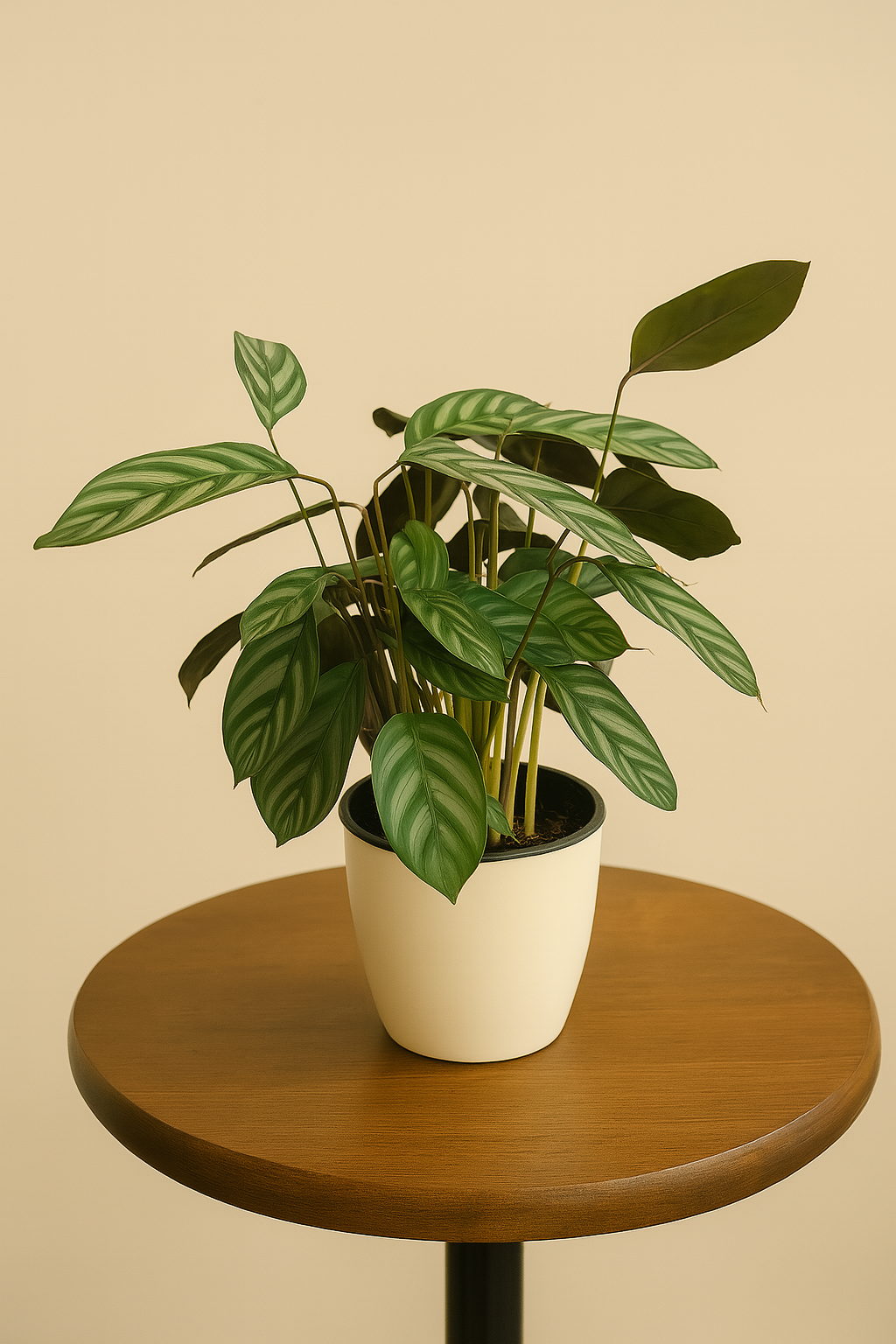Hug A Plant | Calathea Compact Star Live Plant in Ronda 1110 Round Plastic Pot | Air Purifying Indoor Plant for Home & Office Decor