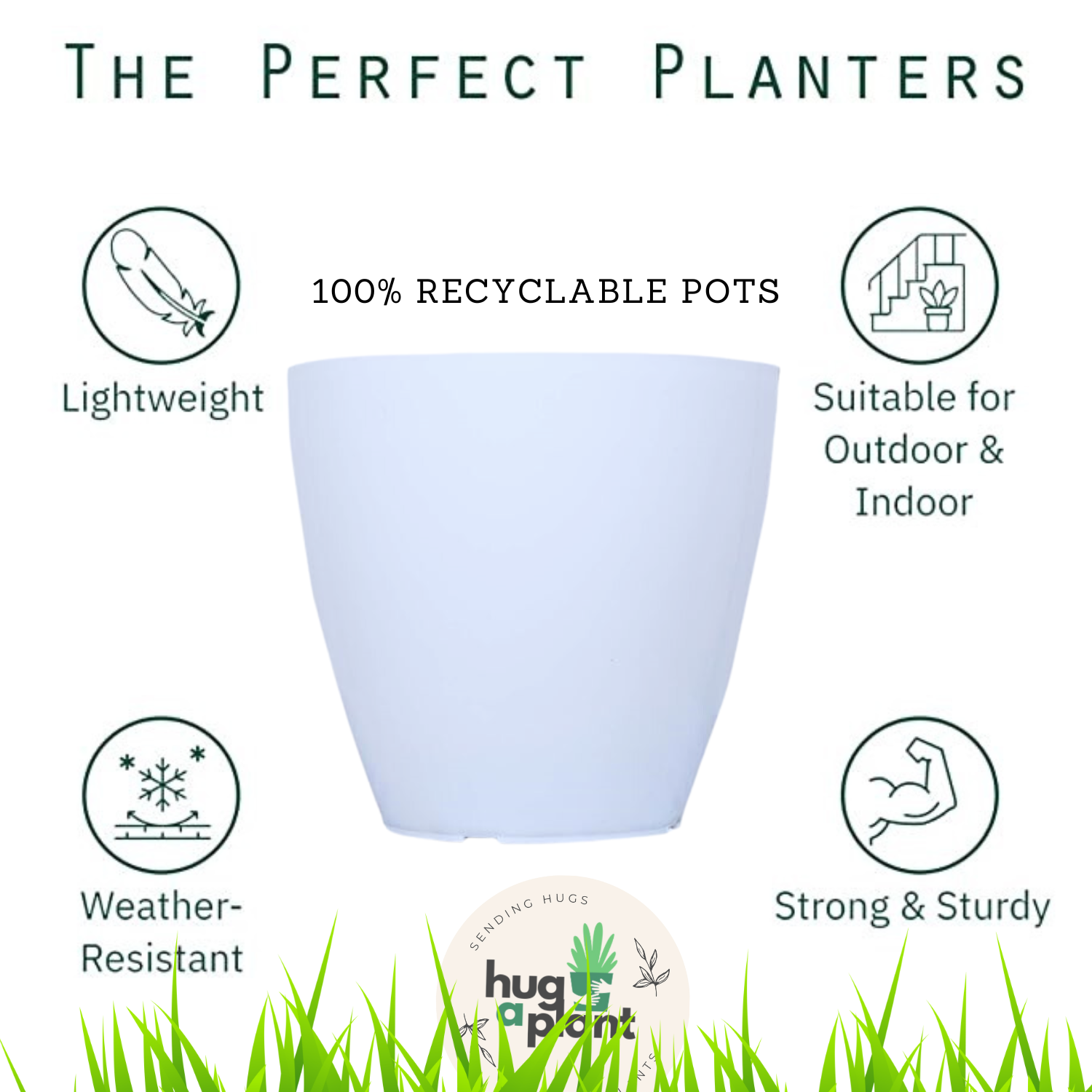 Hug A Plant 5 Inch Avant White colour for Home & Garden