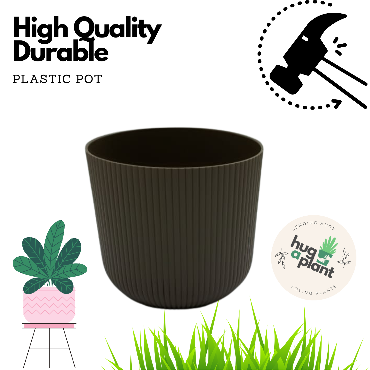 Hug a plant Ebizia Plastic Pot  for Home & Garden (Pack of 1)