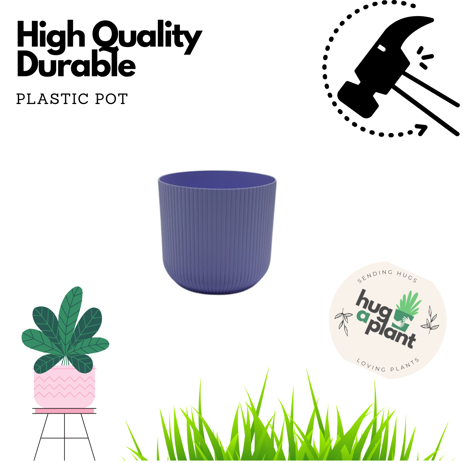 Hug a plant Ebizia Plastic Pot  for Home & Garden (Pack of 1)