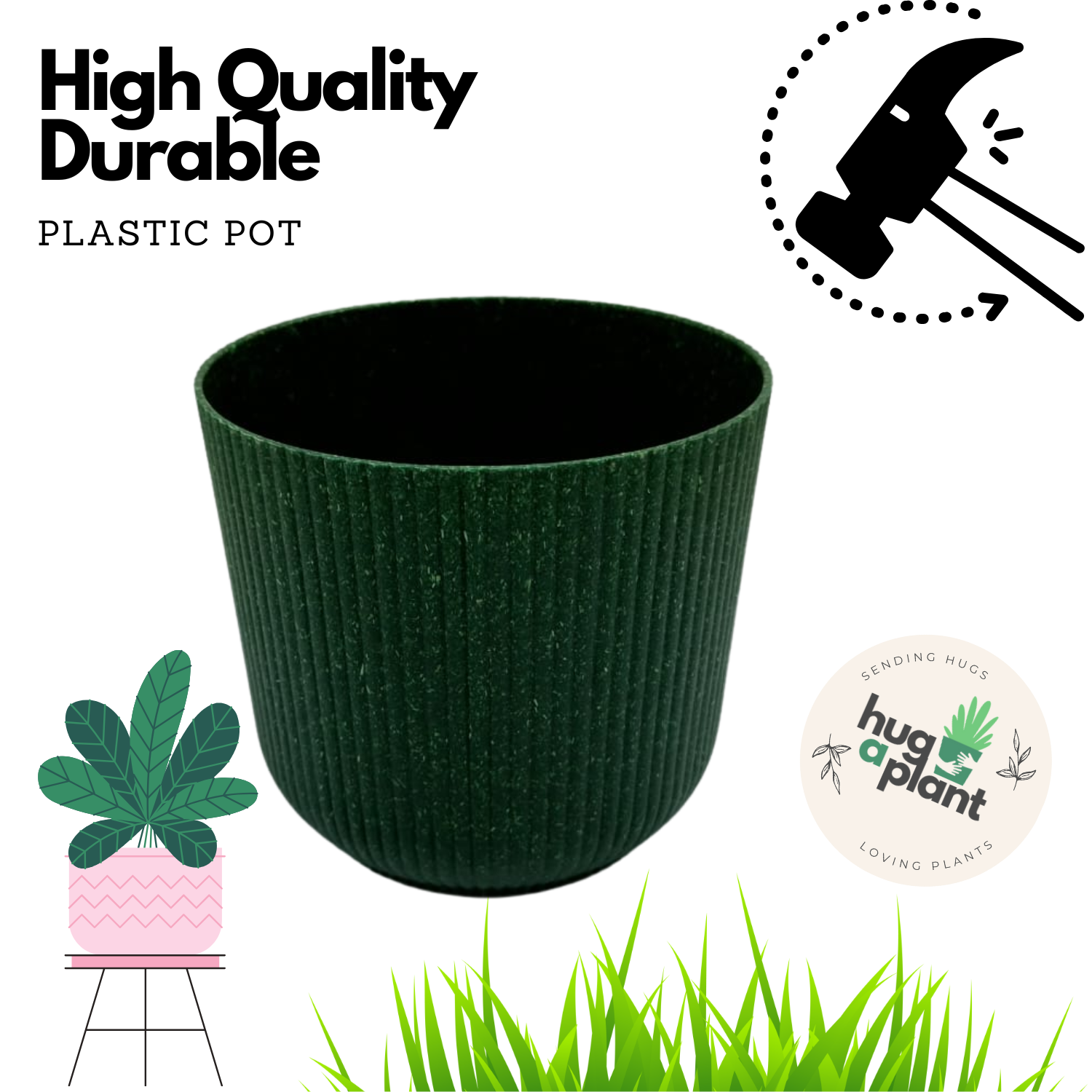 Hug A Plant | Ebizia Round[Eco series] Plastic Pot for Home & Garden (Pack of 1)